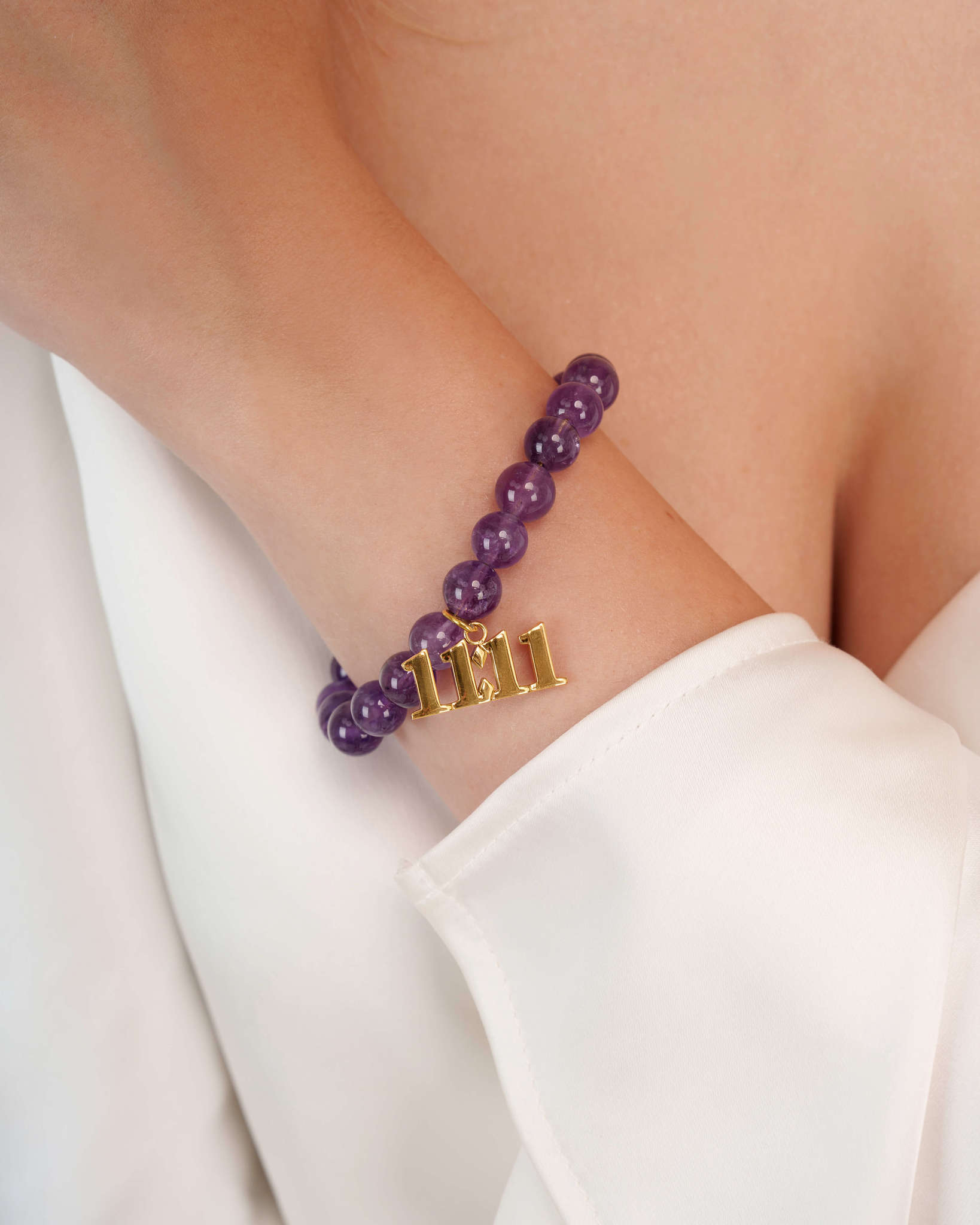 11:11 Amethyst Gold Charm Bracelet