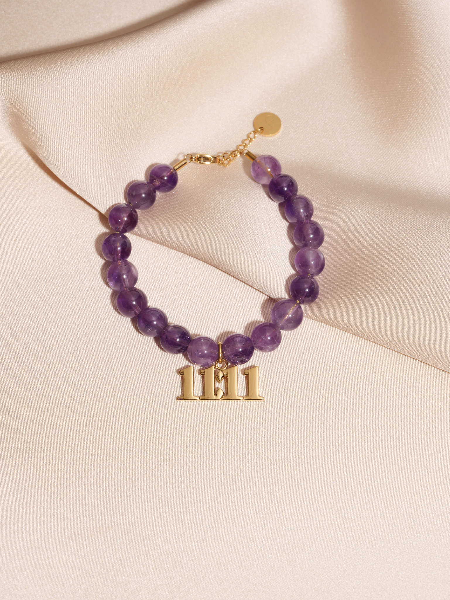 11:11 Amethyst Gold Charm Bracelet