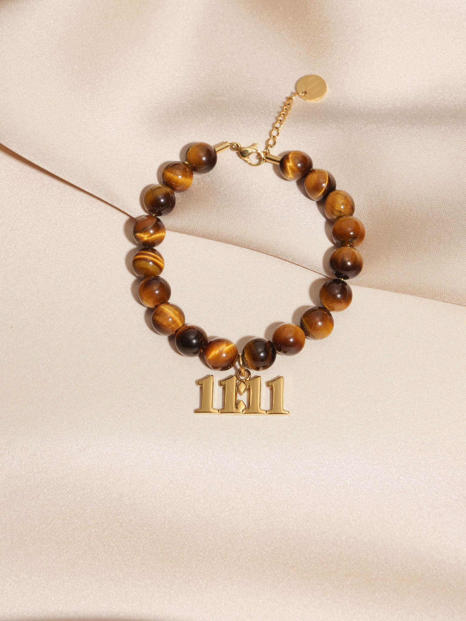 11:11 Tiger's Eye Gold Charm Bracelet