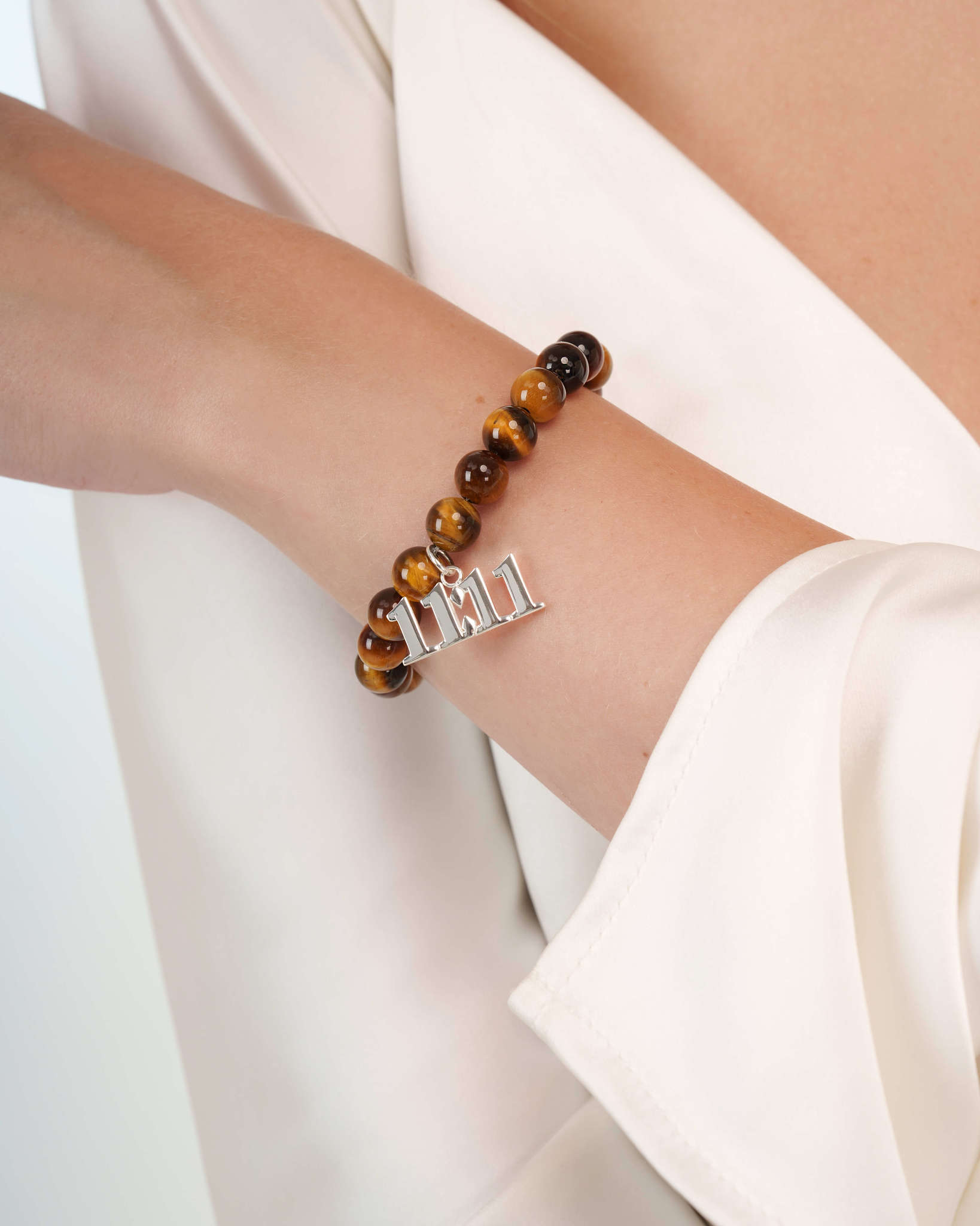 11:11 Tiger's Eye Silver Charm Bracelet