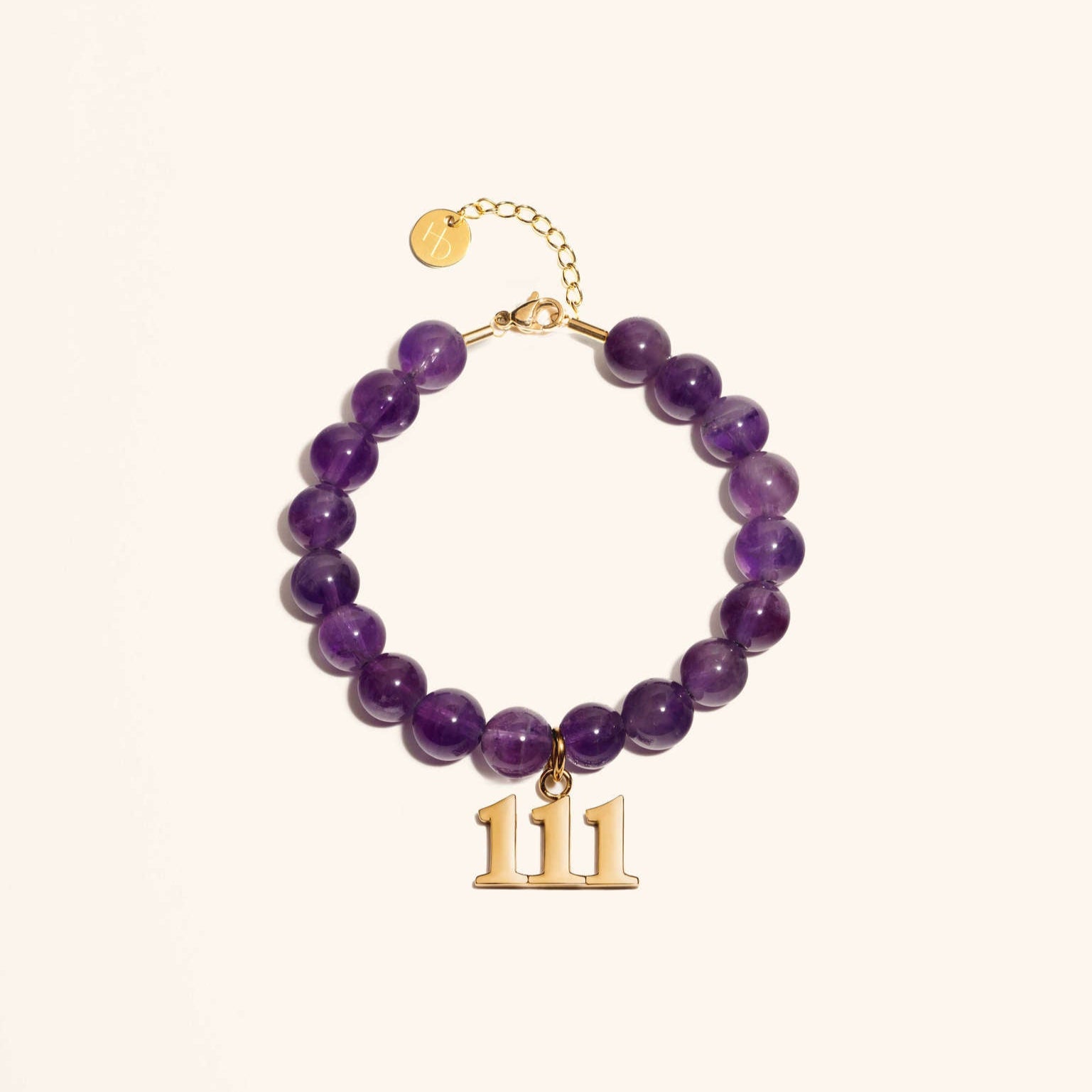 111 Amethyst Gold Charm Bracelet