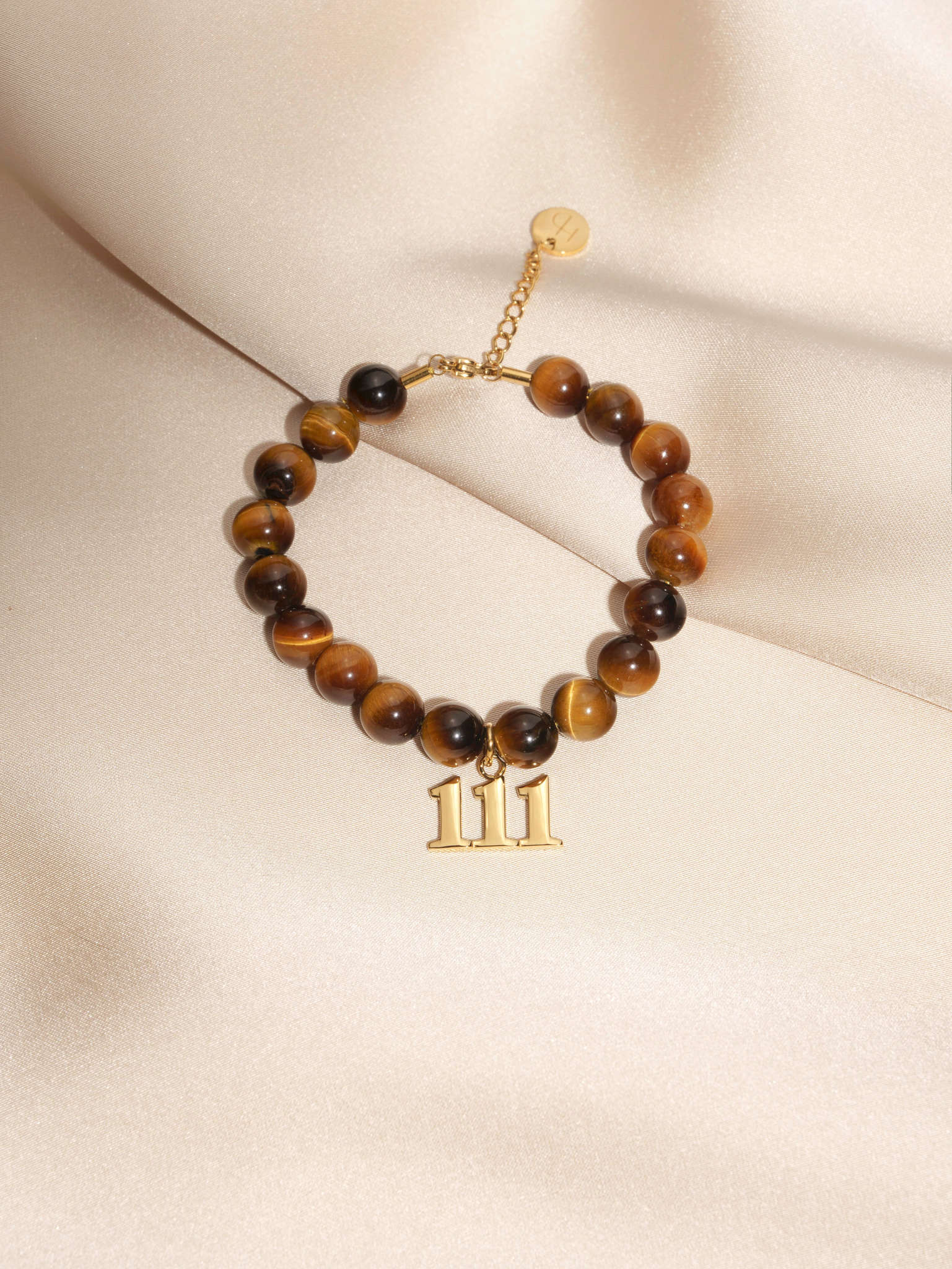 111 Tiger's Eye Gold Charm Bracelet