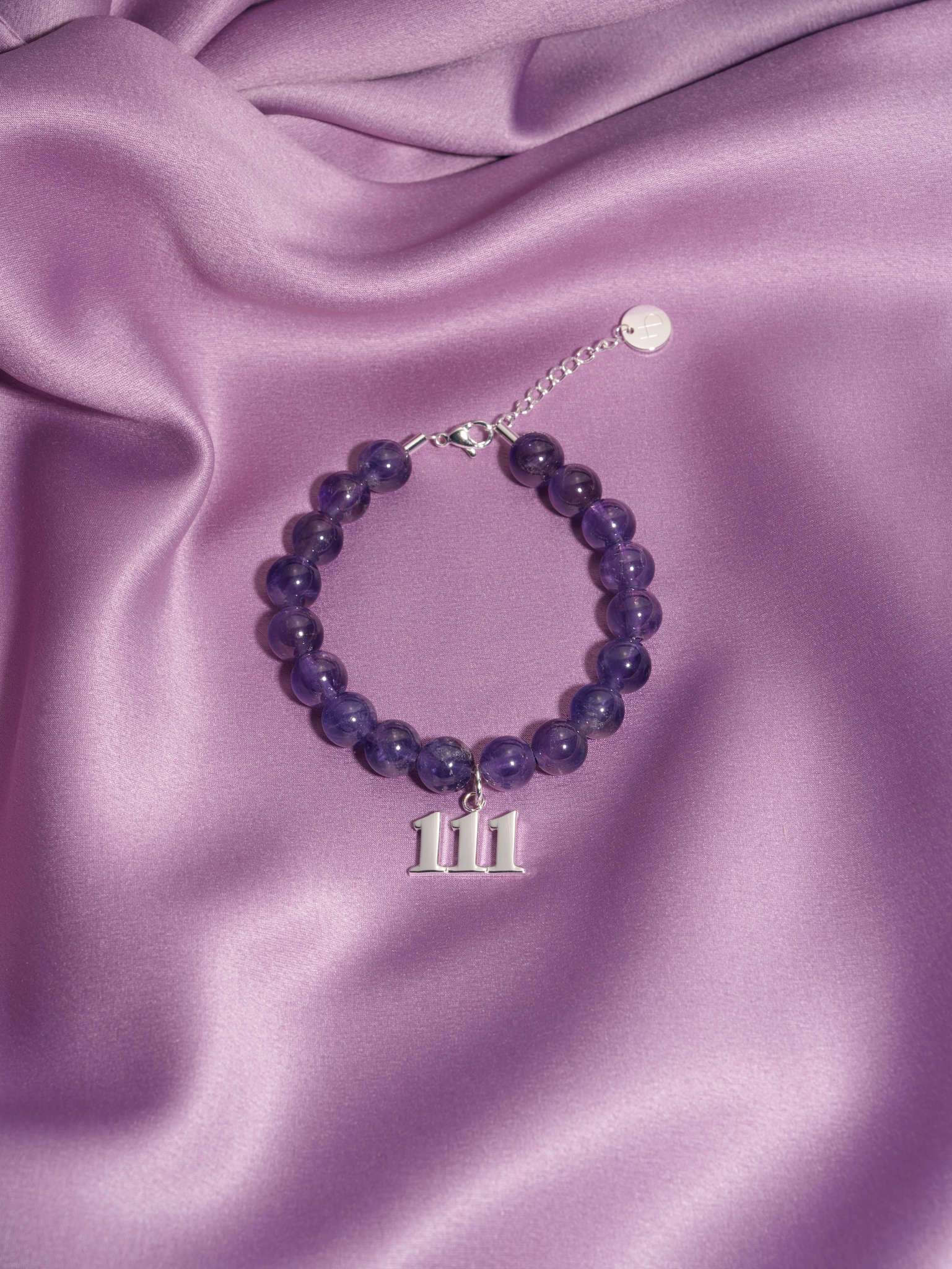 111 Amethyst Silver Charm Bracelet