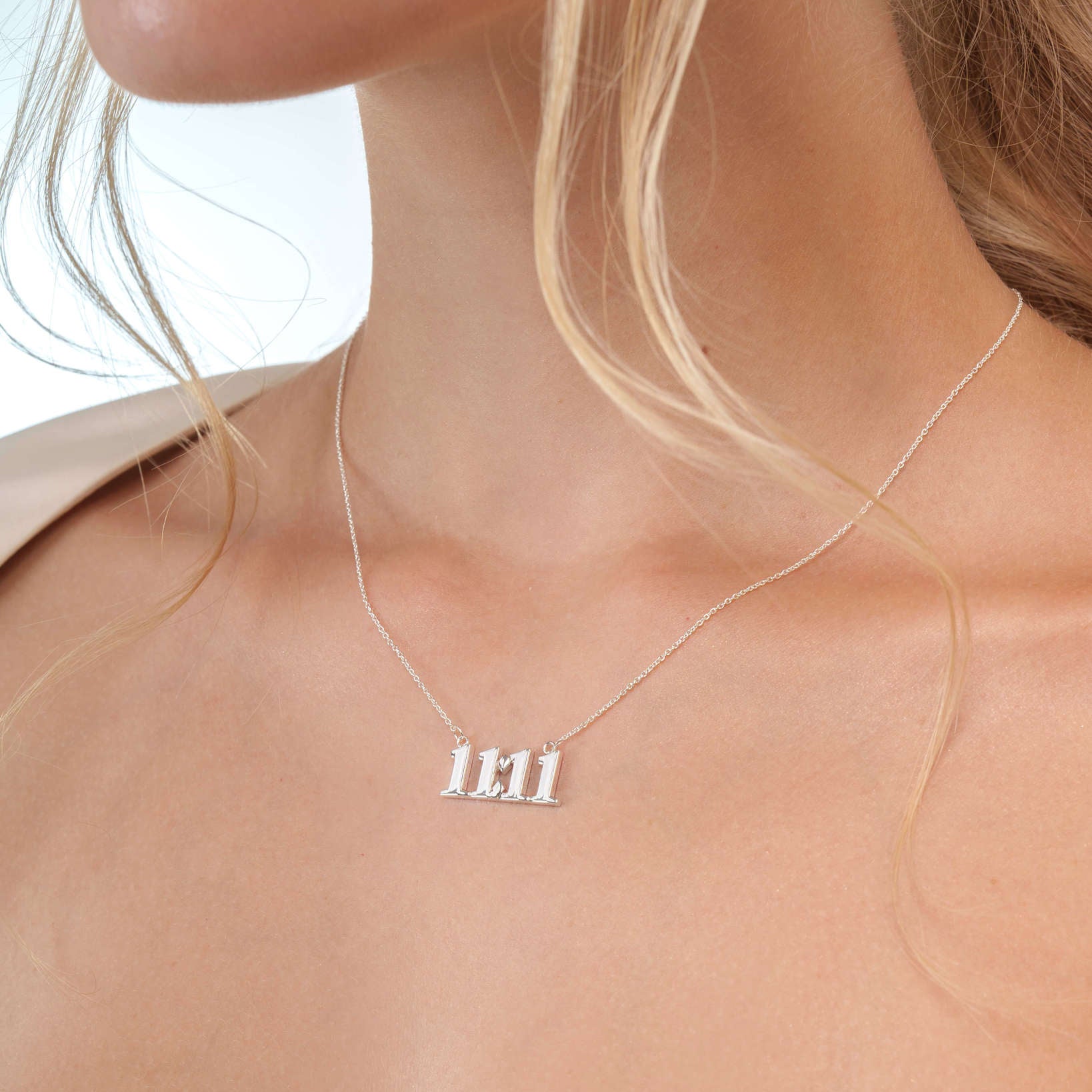 silver 11:11 necklace with angel number pendant