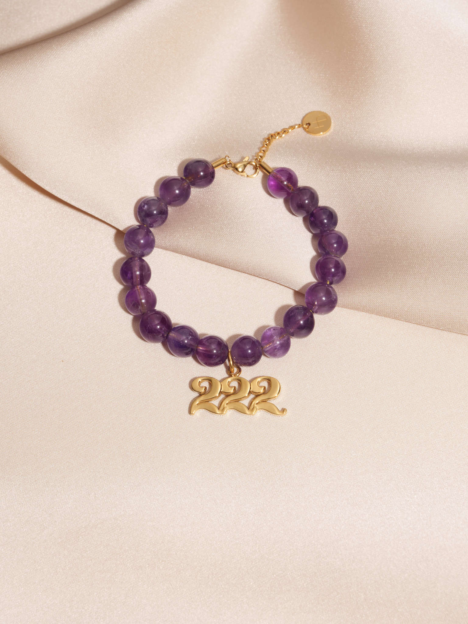 222 Amethyst Gold Charm Bracelet