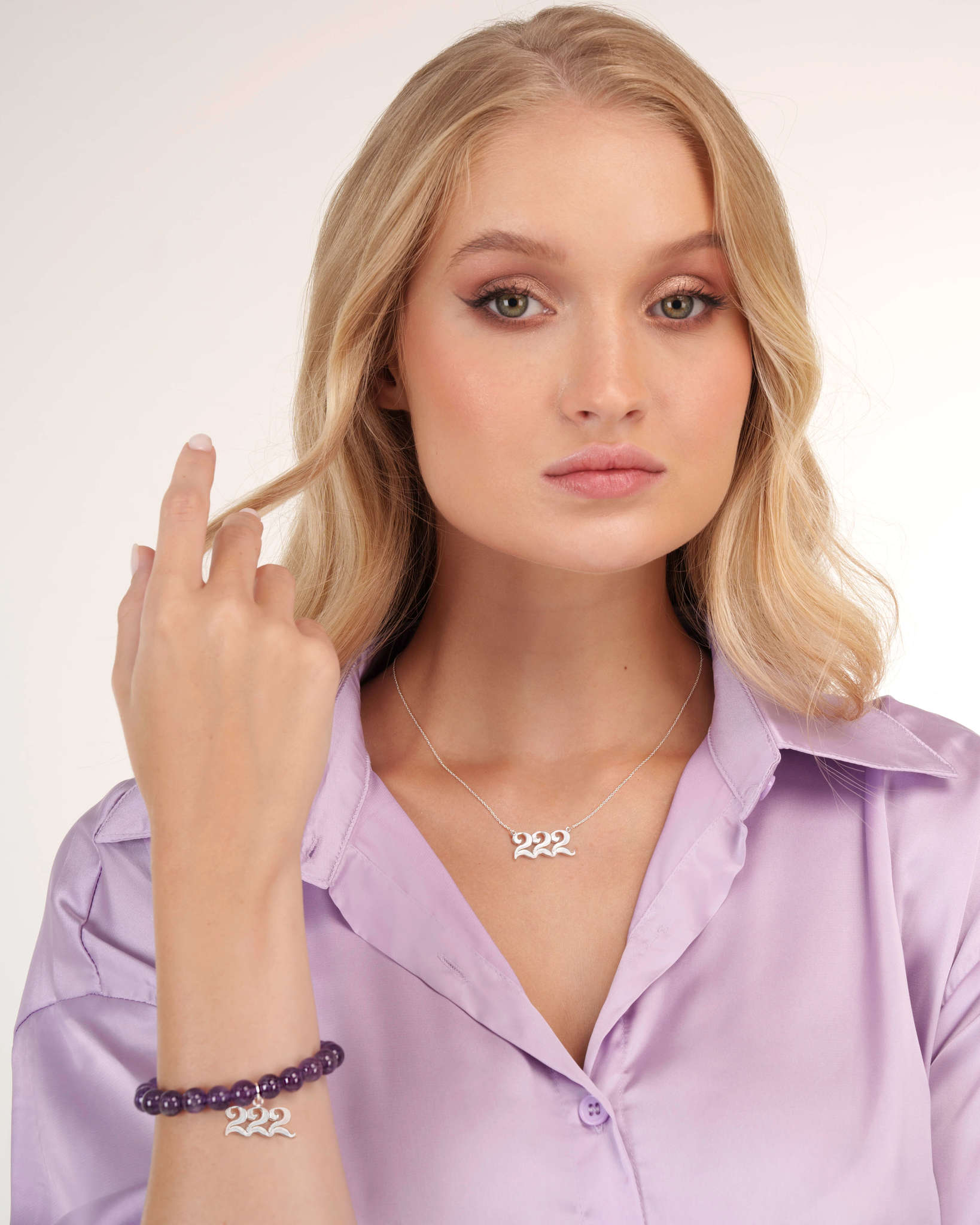 222 Amethyst Silver Charm Bracelet