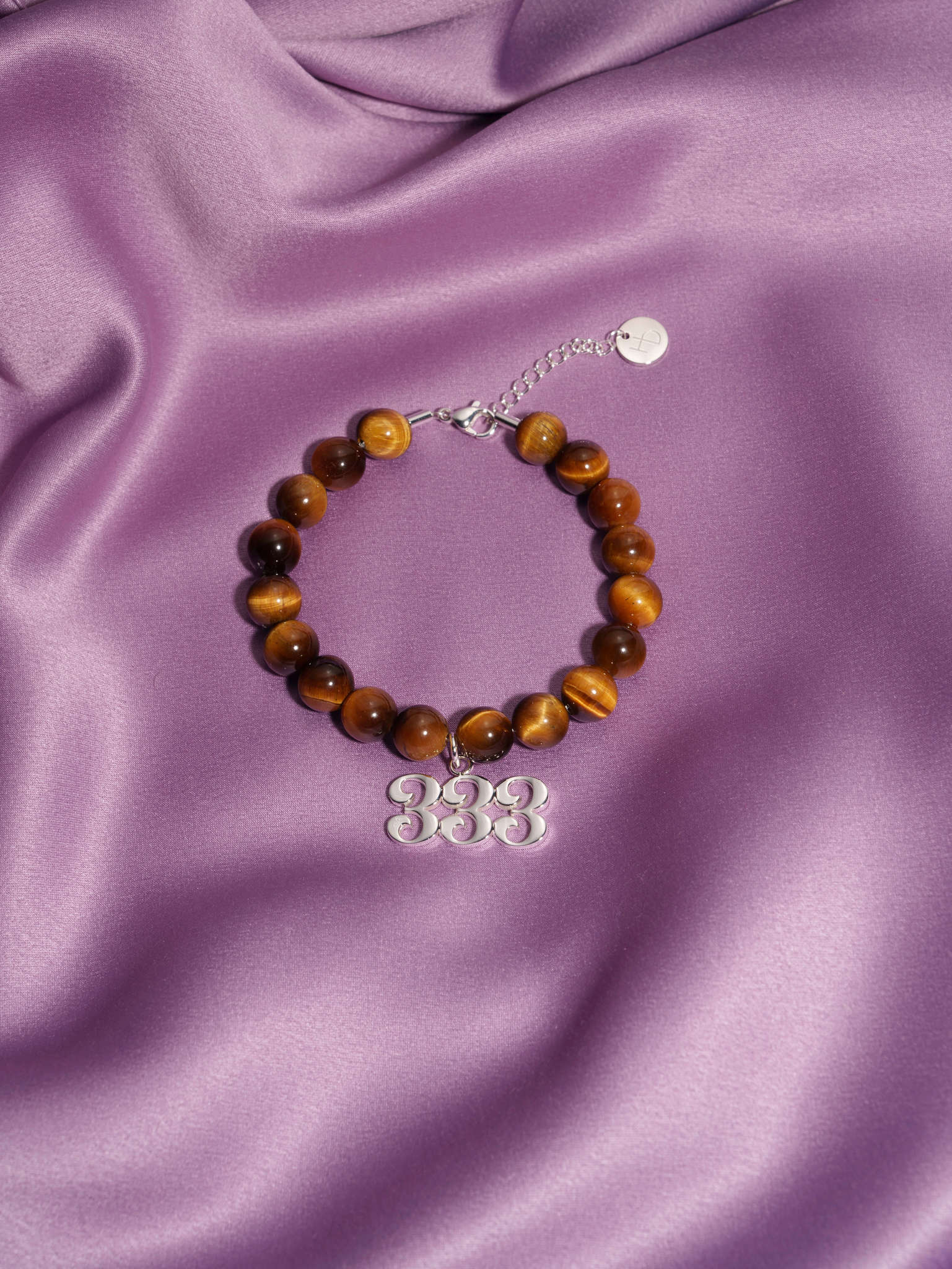 333 Tiger's Eye Silver Charm Bracelet