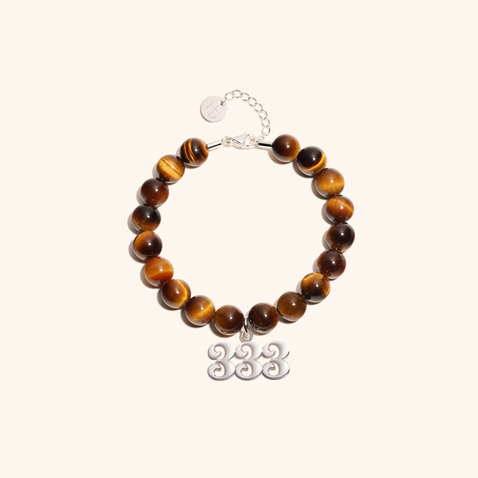 333 Tiger's Eye Silver Charm Bracelet