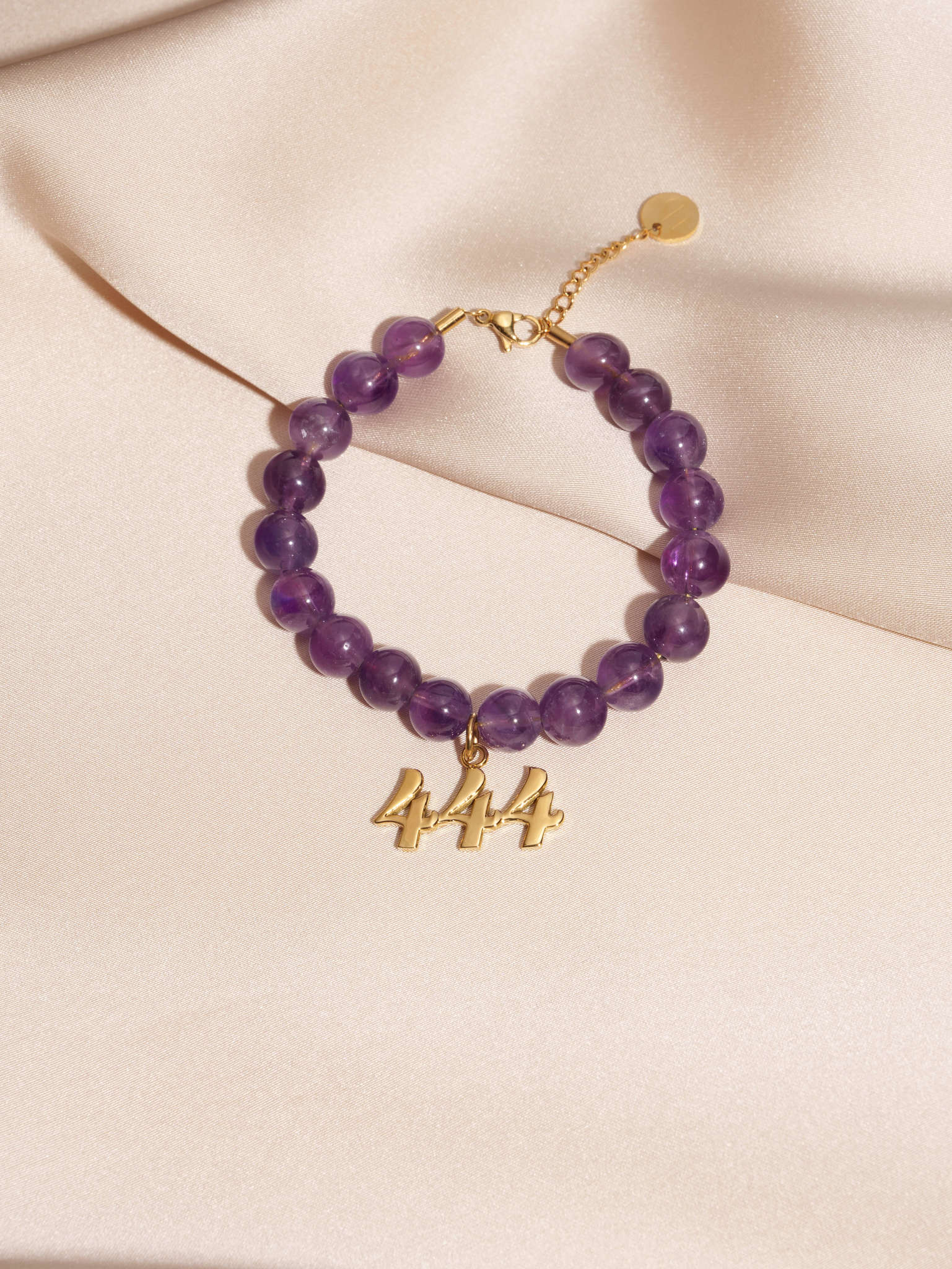 444 Amethyst Gold Charm Bracelet