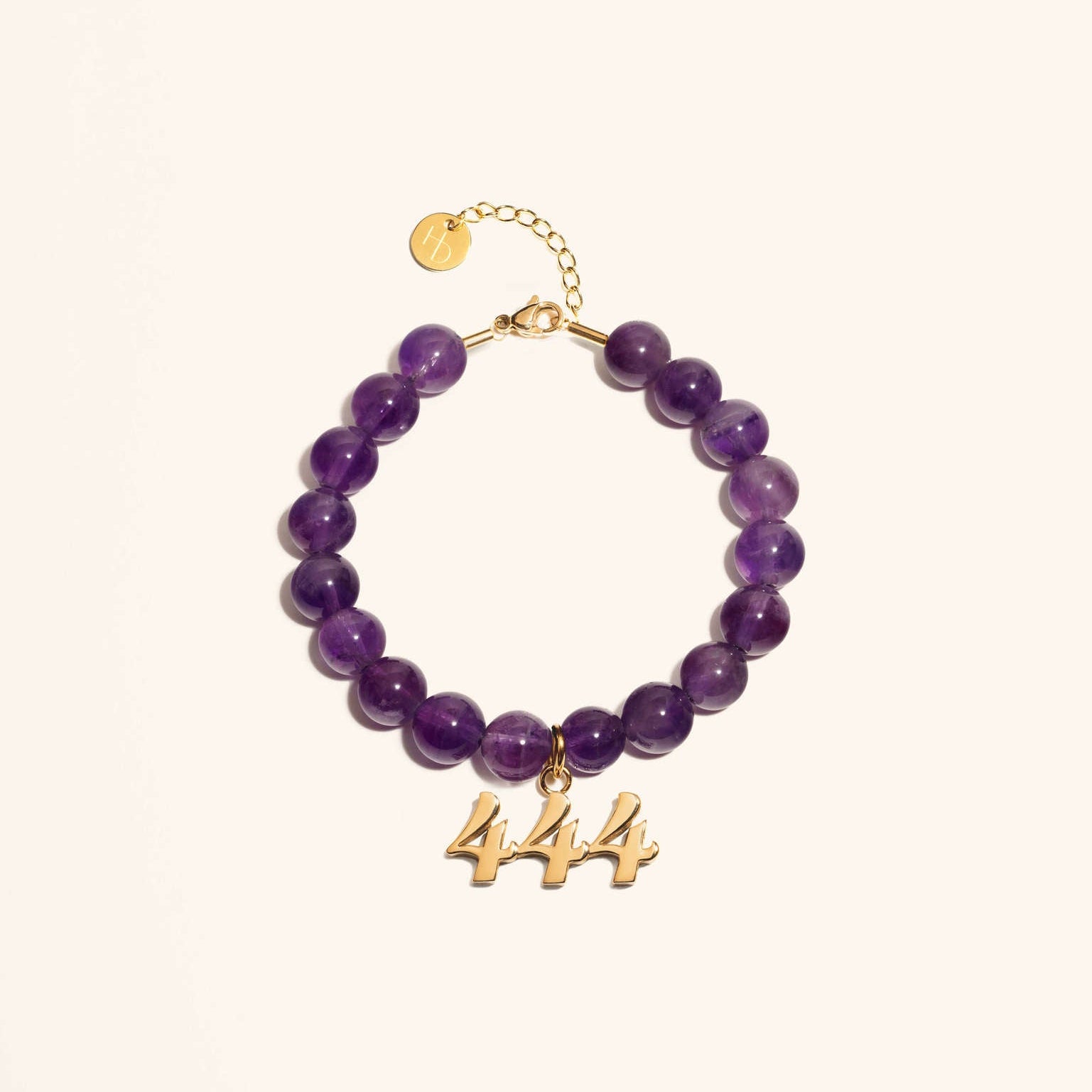 444 Amethyst Gold Charm Bracelet