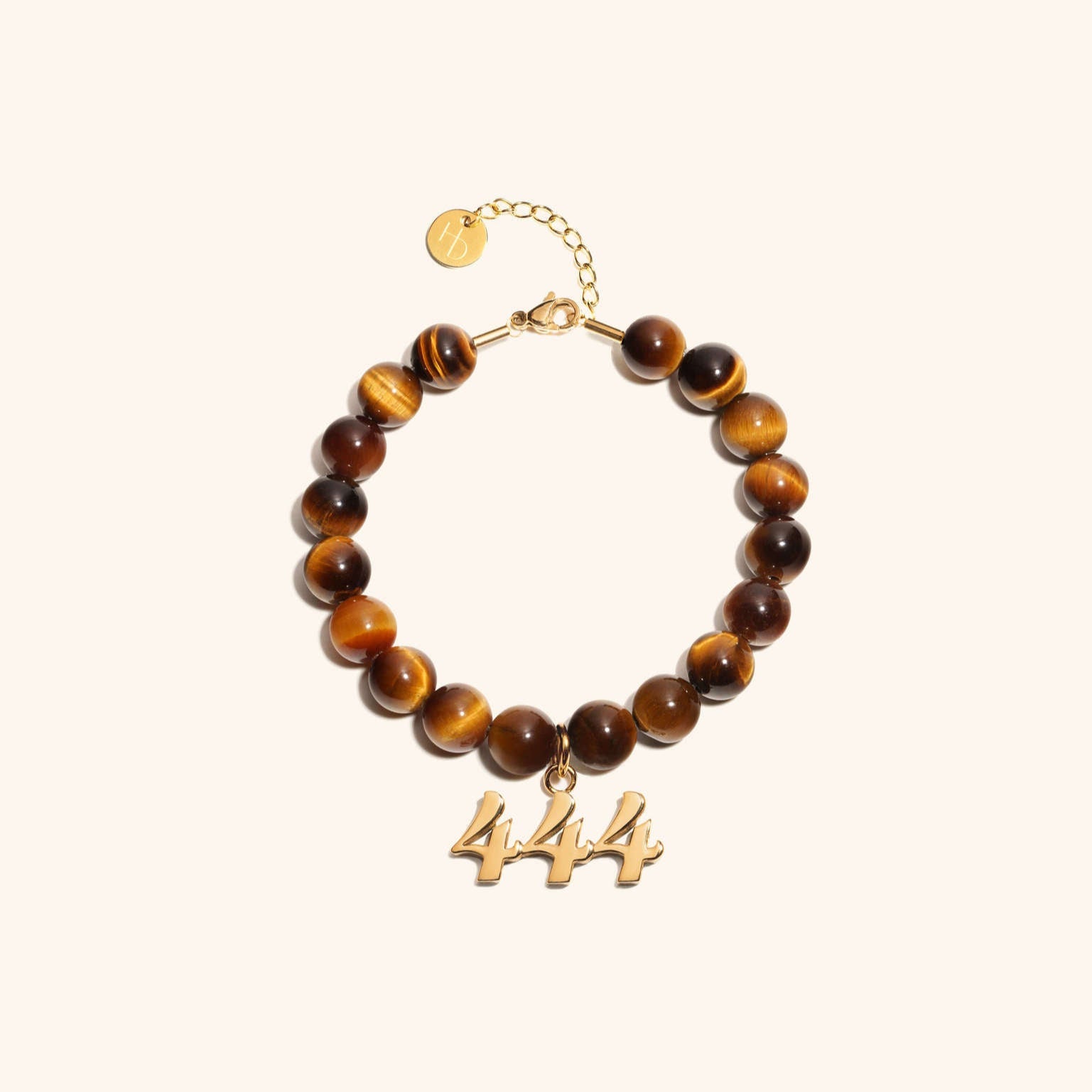 444 Tiger's Eye Gold Charm Bracelet