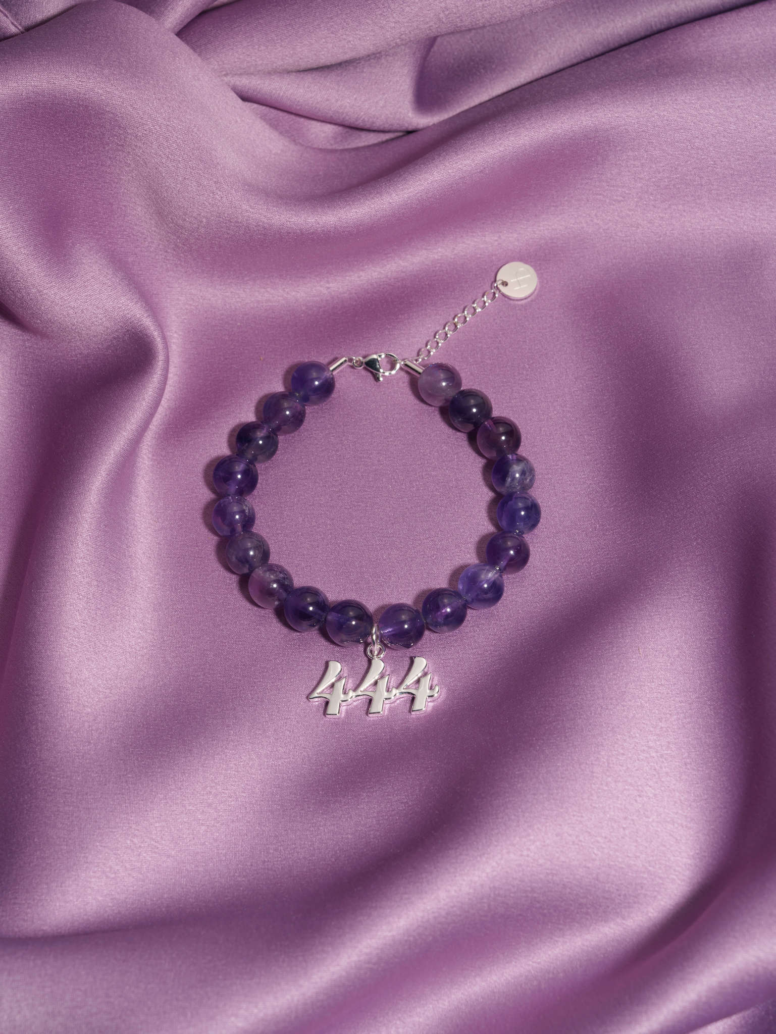 444 Amethyst Silver Charm Bracelet