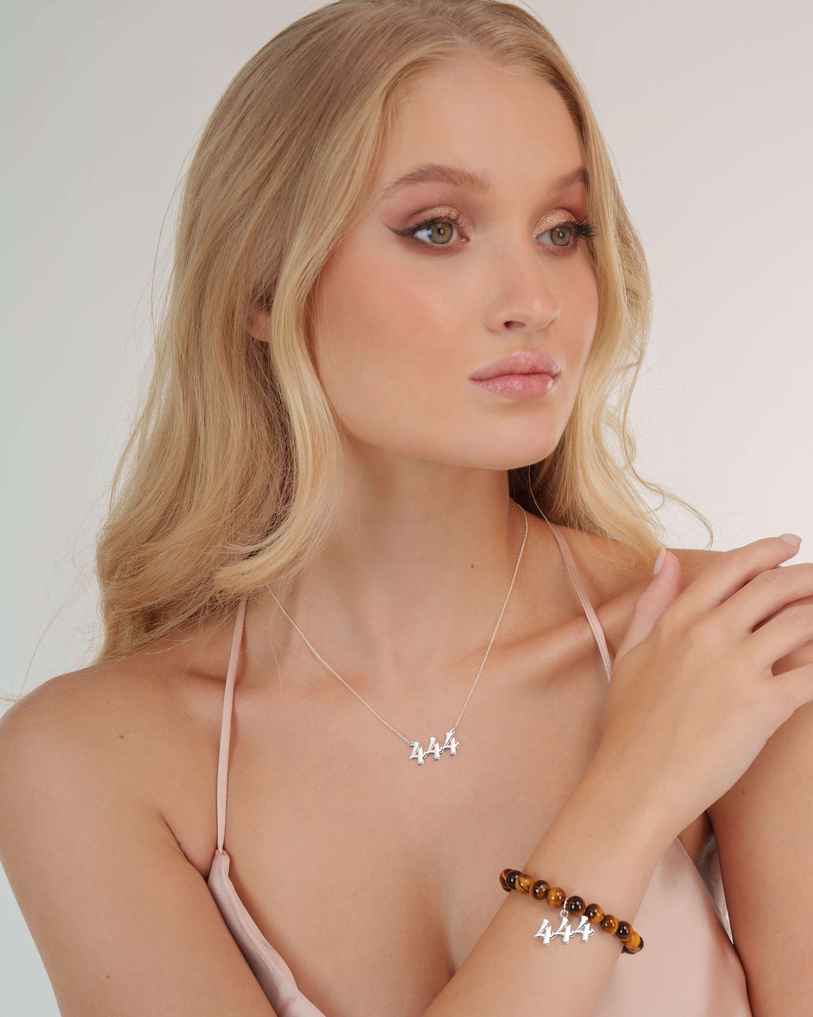 444 Tiger's Eye Silver Charm Bracelet