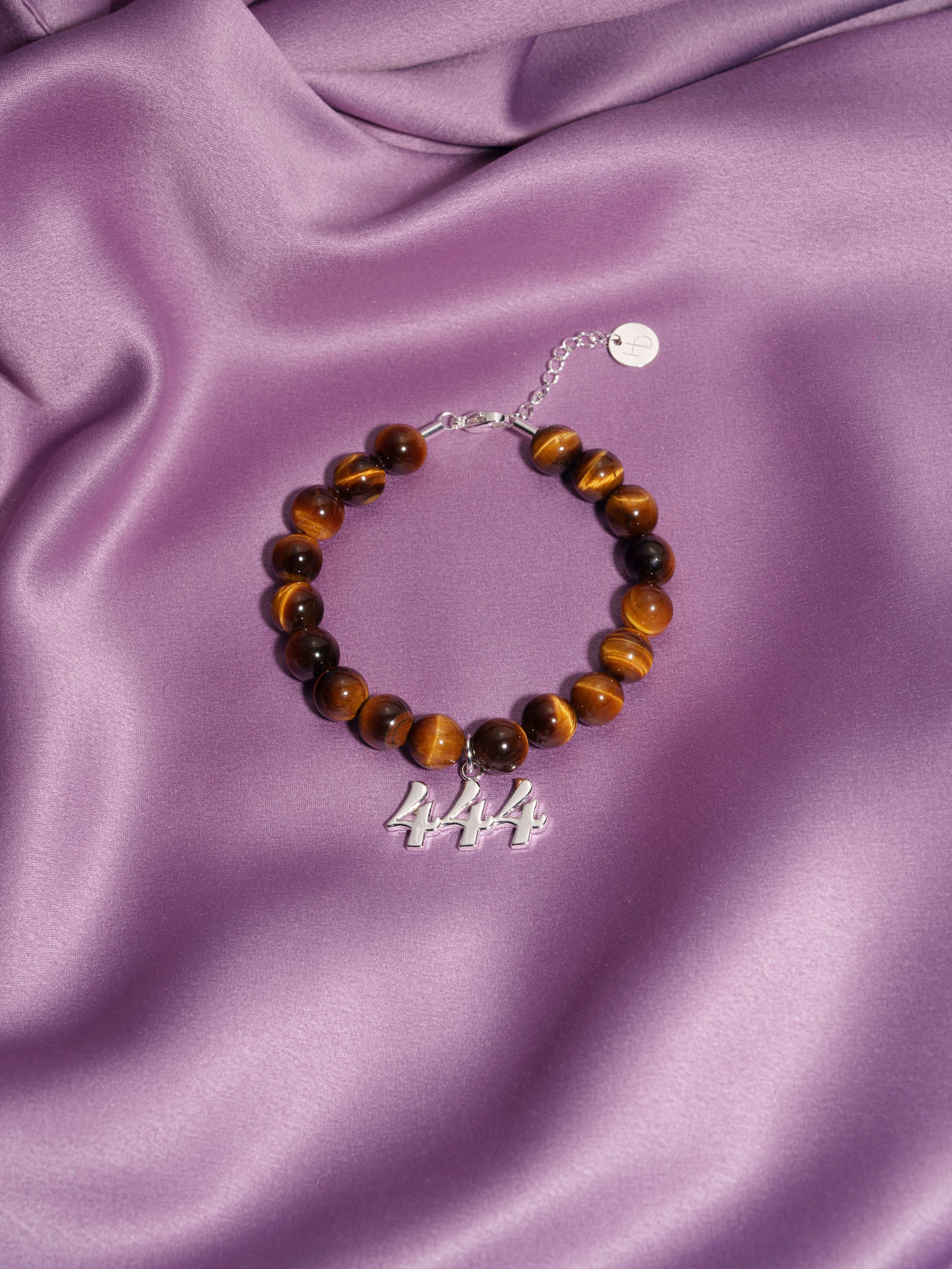 444 Tiger's Eye Silver Charm Bracelet
