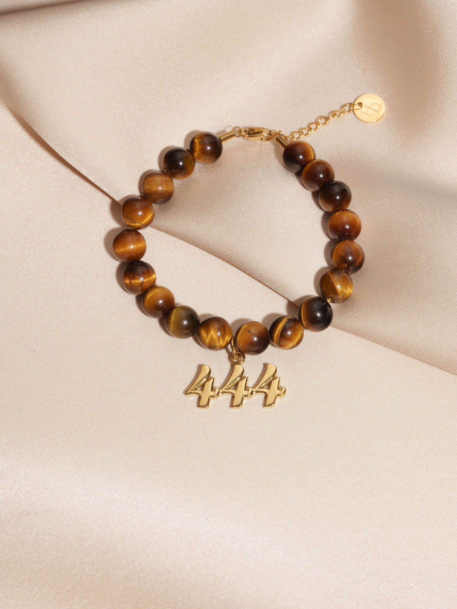 444 Tiger's Eye Gold Charm Bracelet