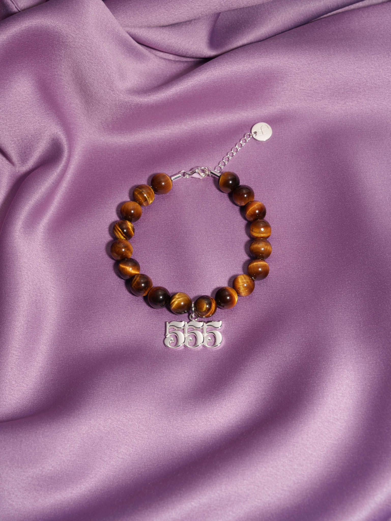 555 Tiger's Eye Silver Charm Bracelet