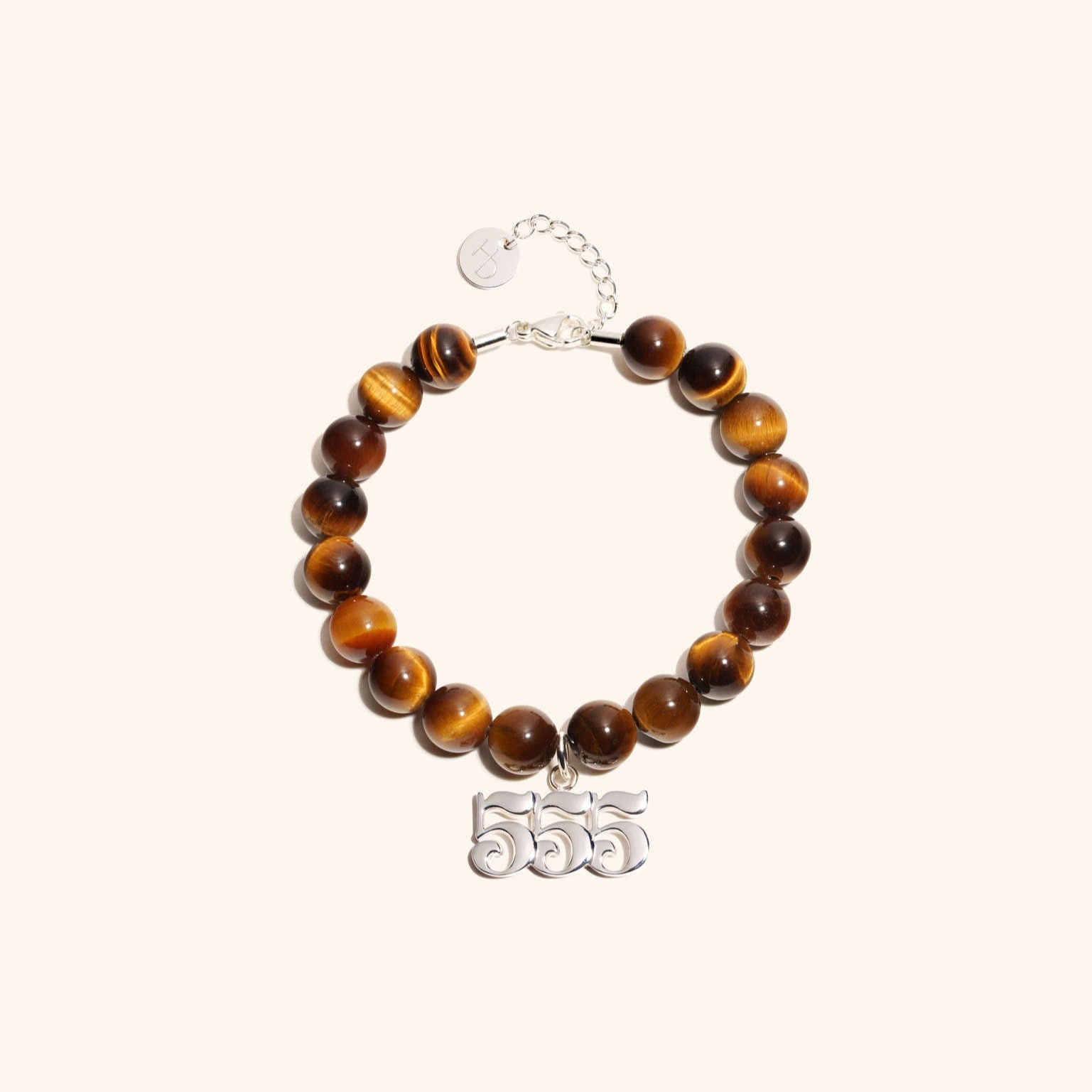 555 Tiger's Eye Silver Charm Bracelet