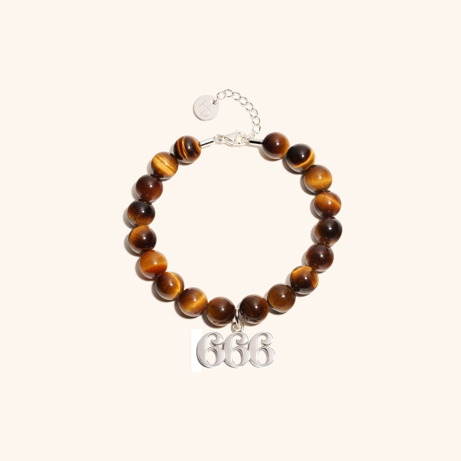 666 Tiger's Eye Silver Charm Bracelet