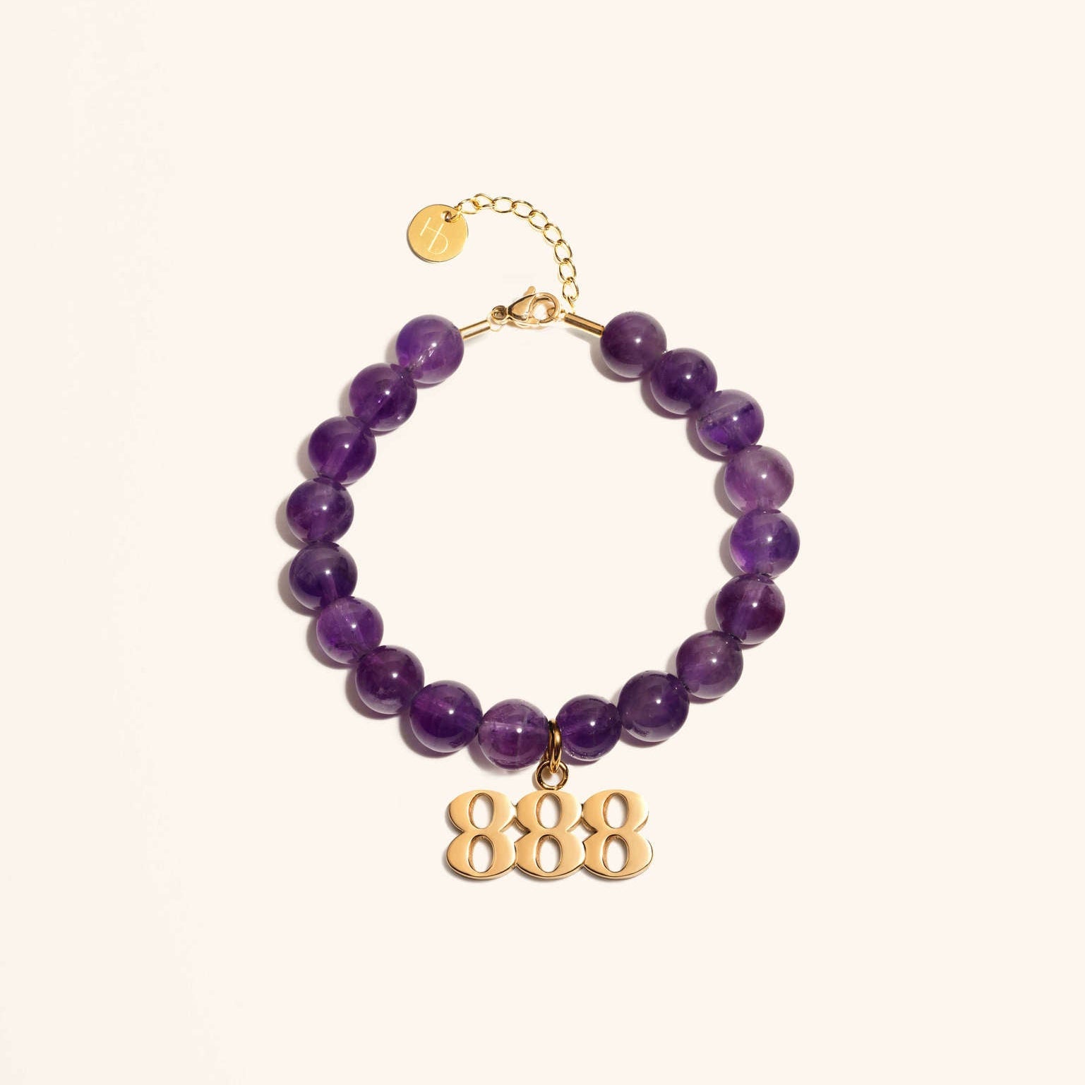 888 Amethyst Gold Charm Bracelet