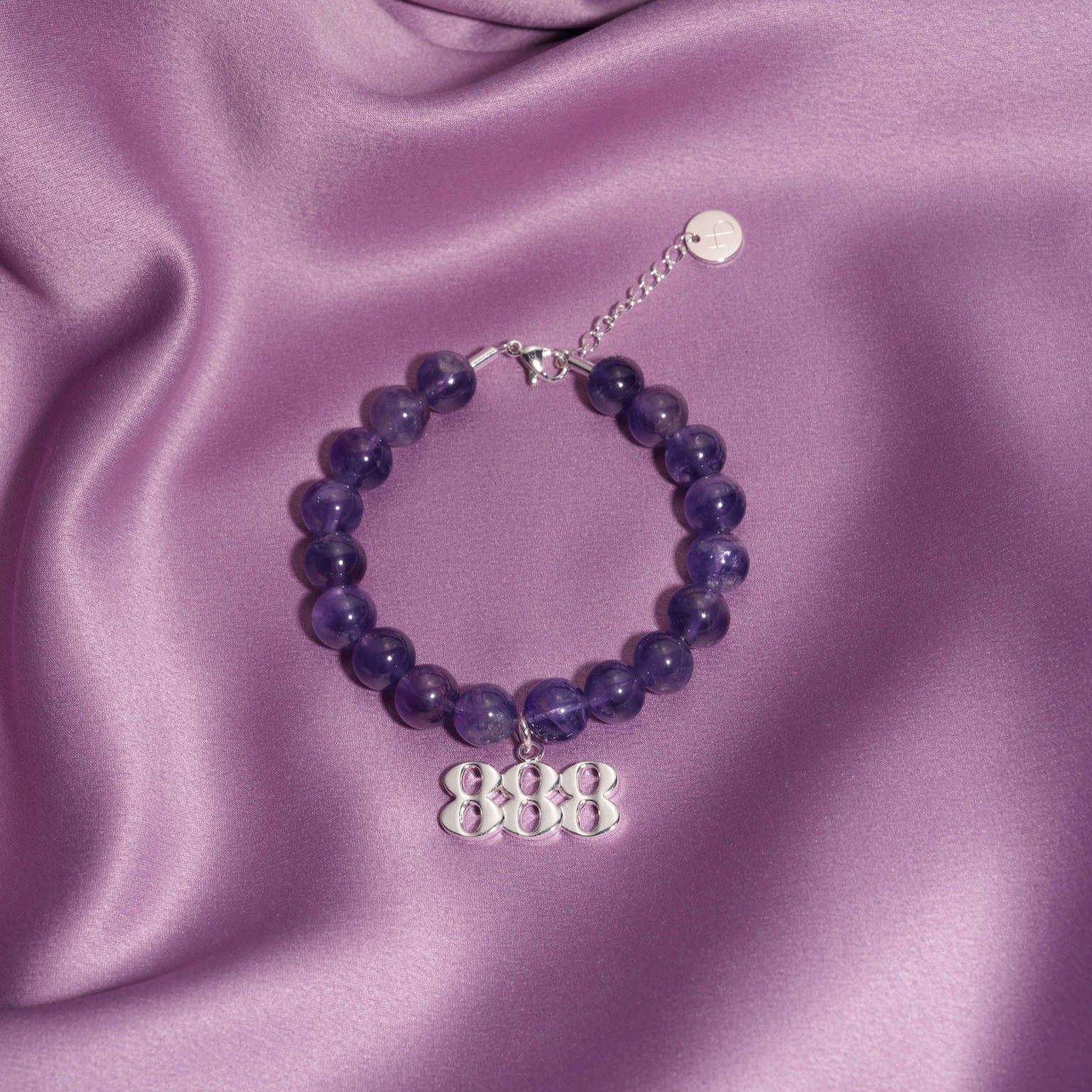 888 Amethyst Silver Charm Bracelet