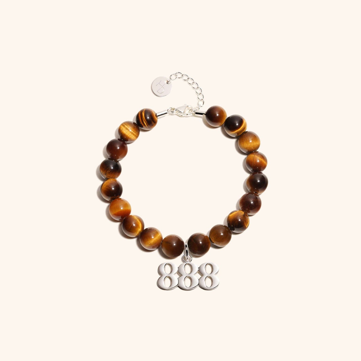 888 Tiger's Eye Silver Charm Bracelet