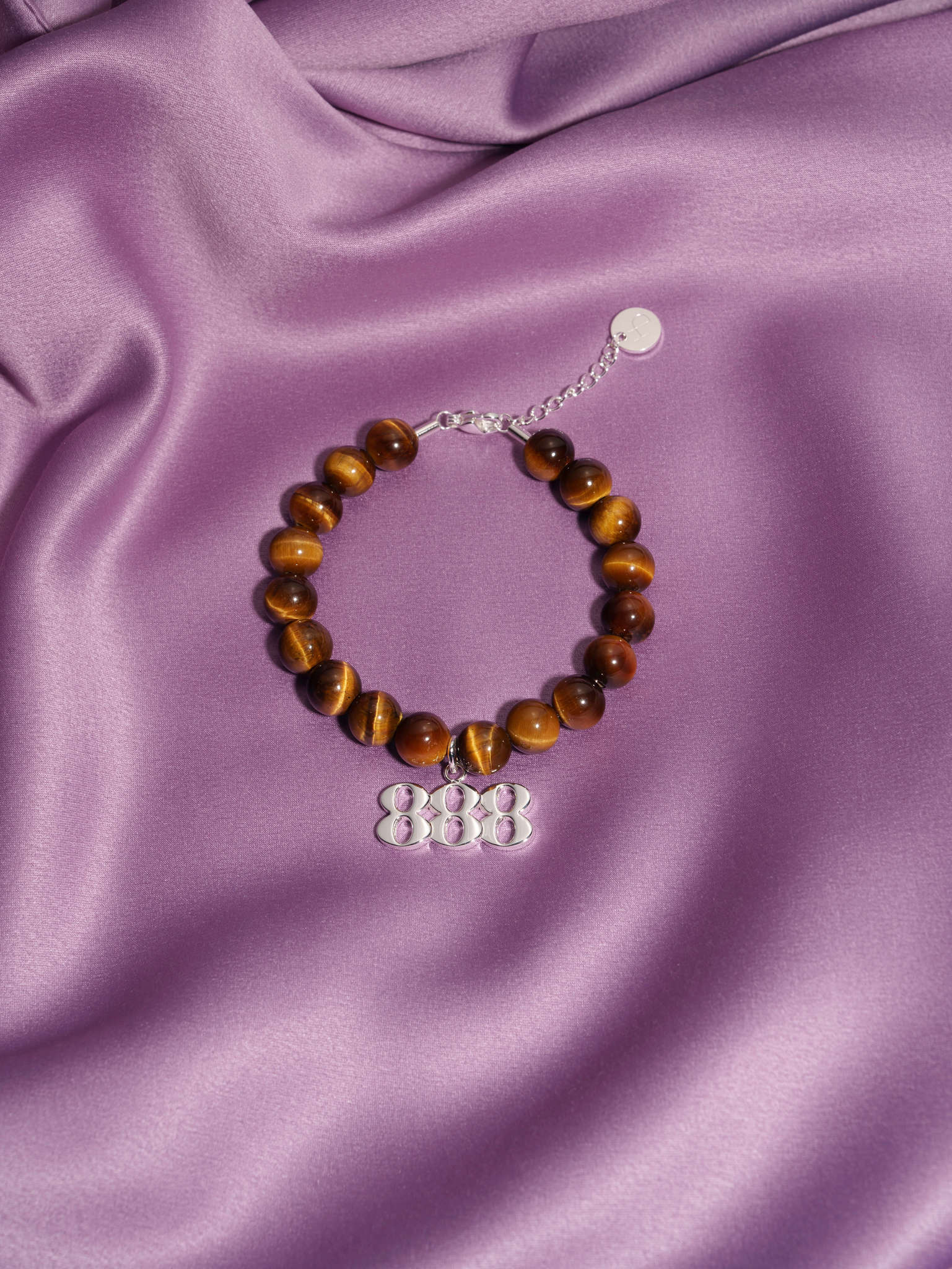 888 Tiger's Eye Silver Charm Bracelet