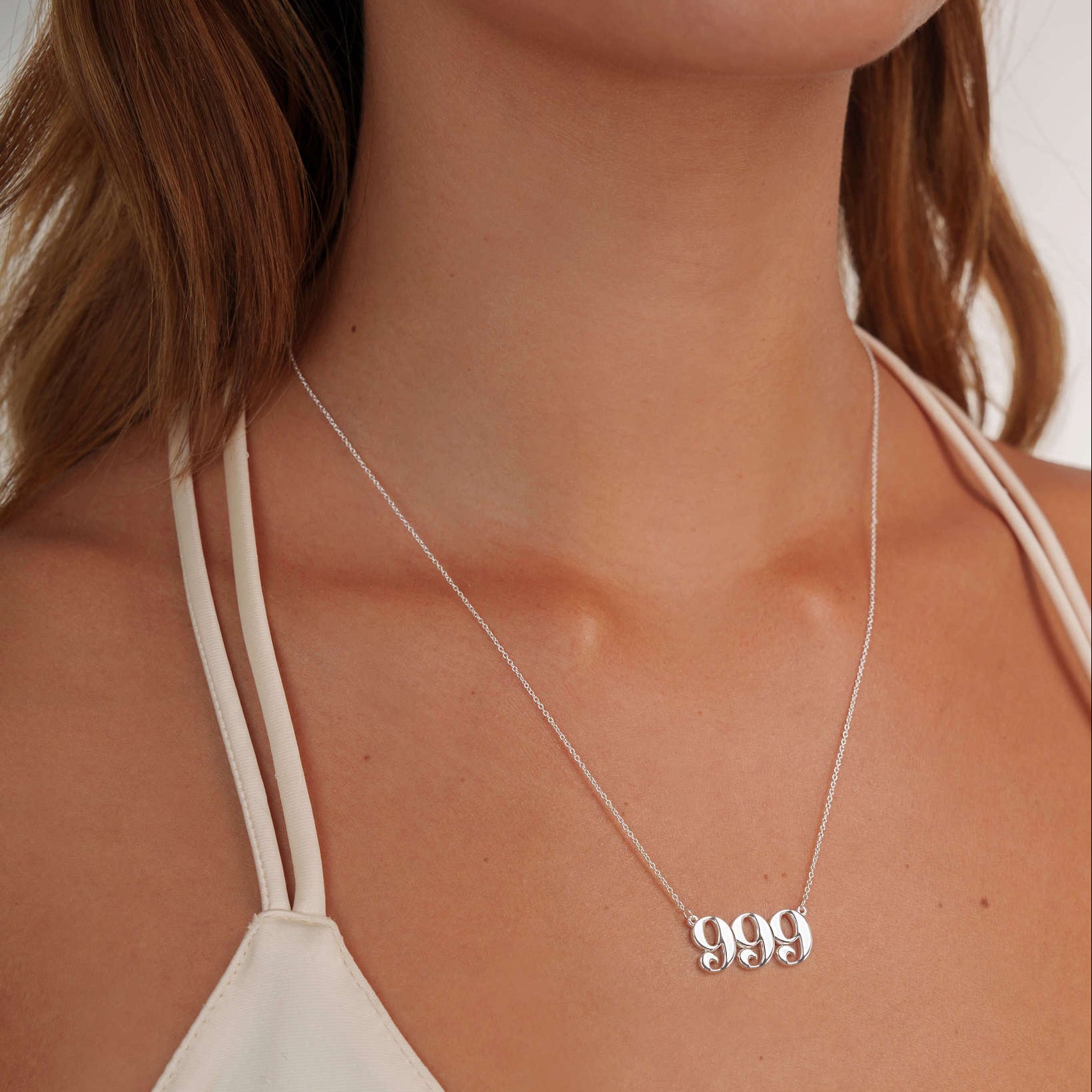 silver 999 angel number necklace