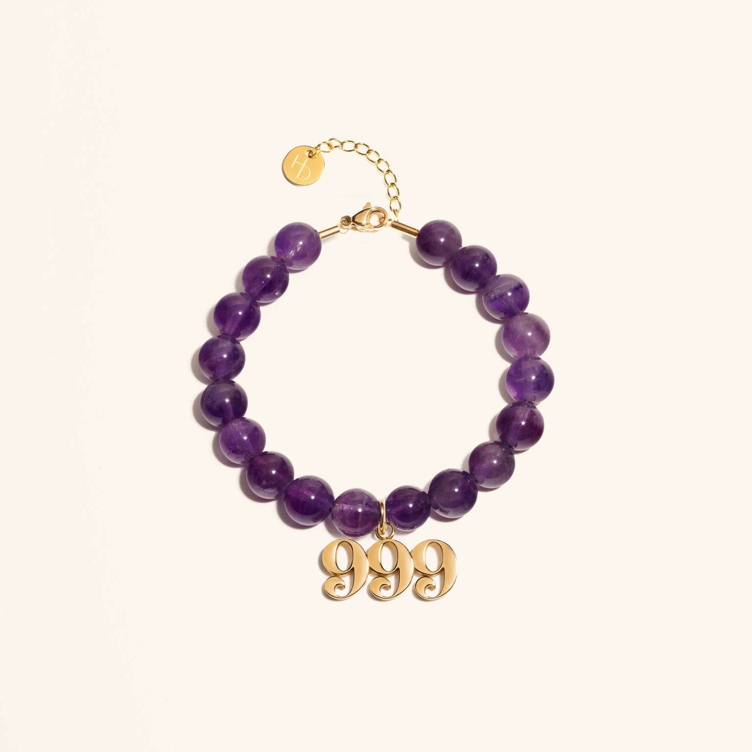 999 Amethyst Gold Charm Bracelet