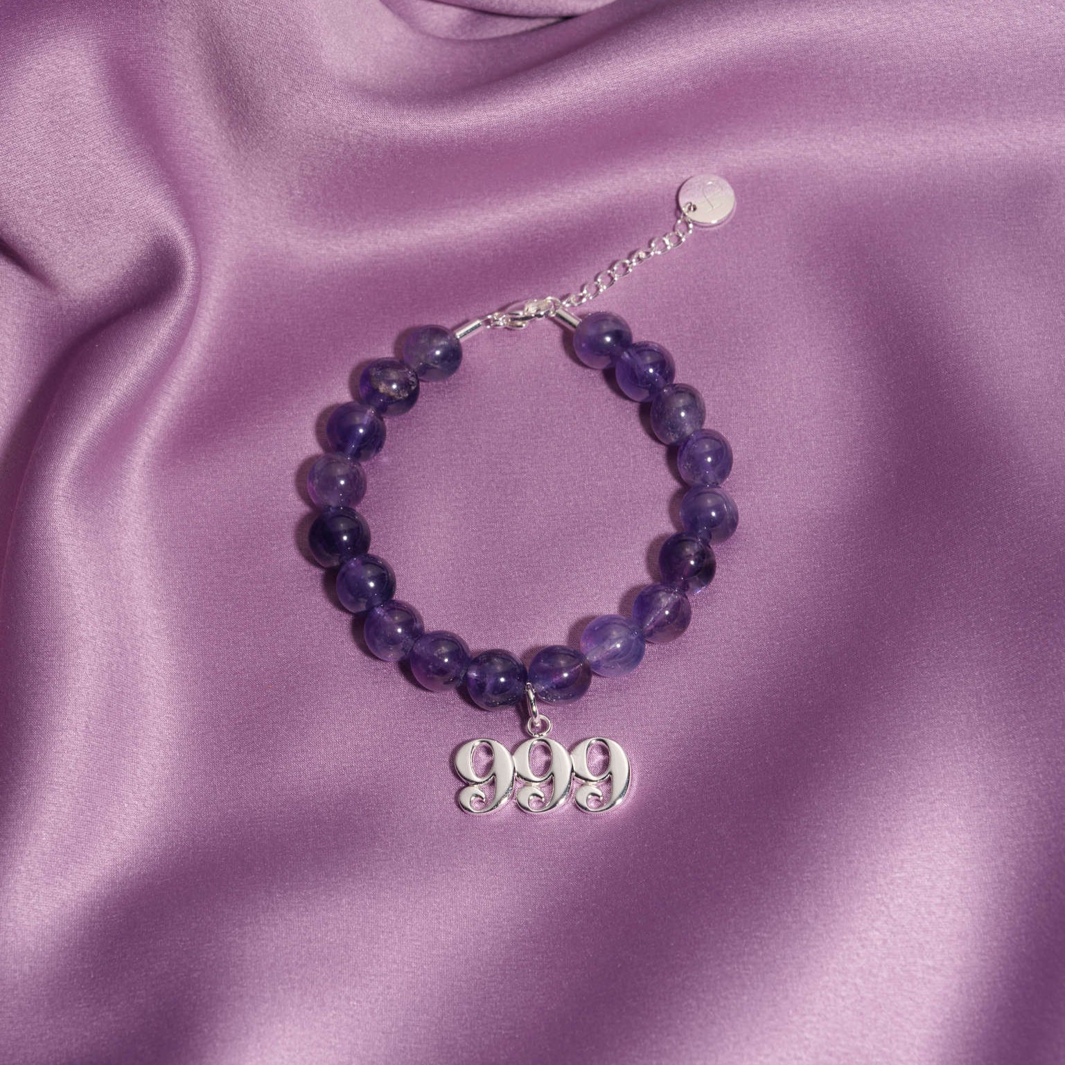 999 Amethyst Silver Charm Bracelet