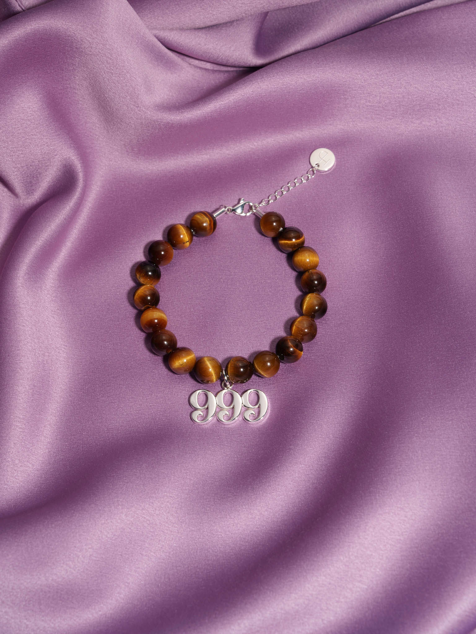 999 Tiger's Eye Silver Charm Bracelet