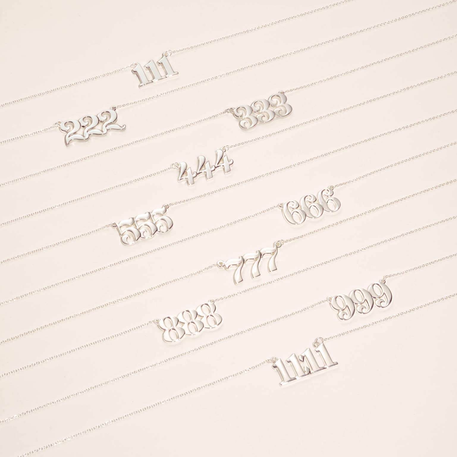 Silver Angel Number Necklace - Choose Your Number