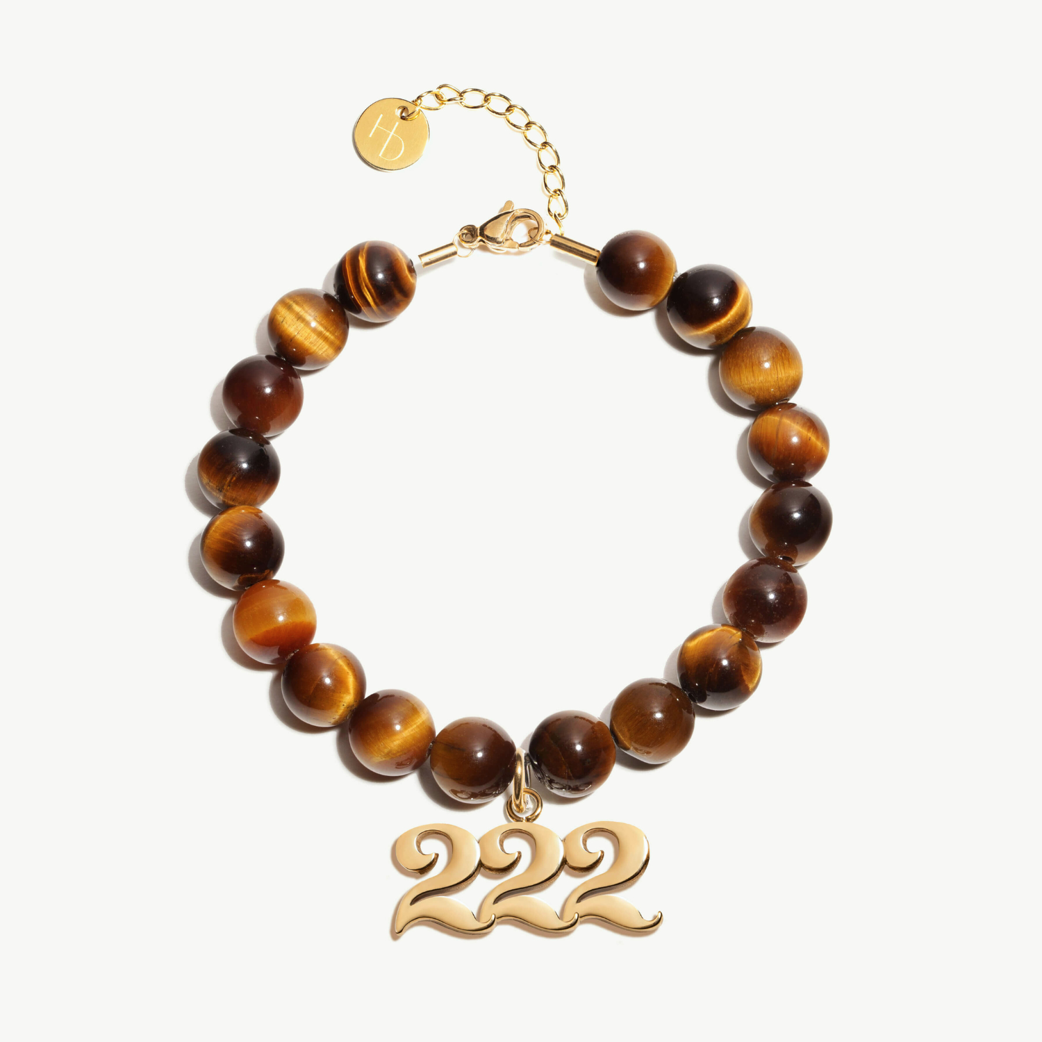Gold 222 Charm Bracelet Tigers Eye Gemstone