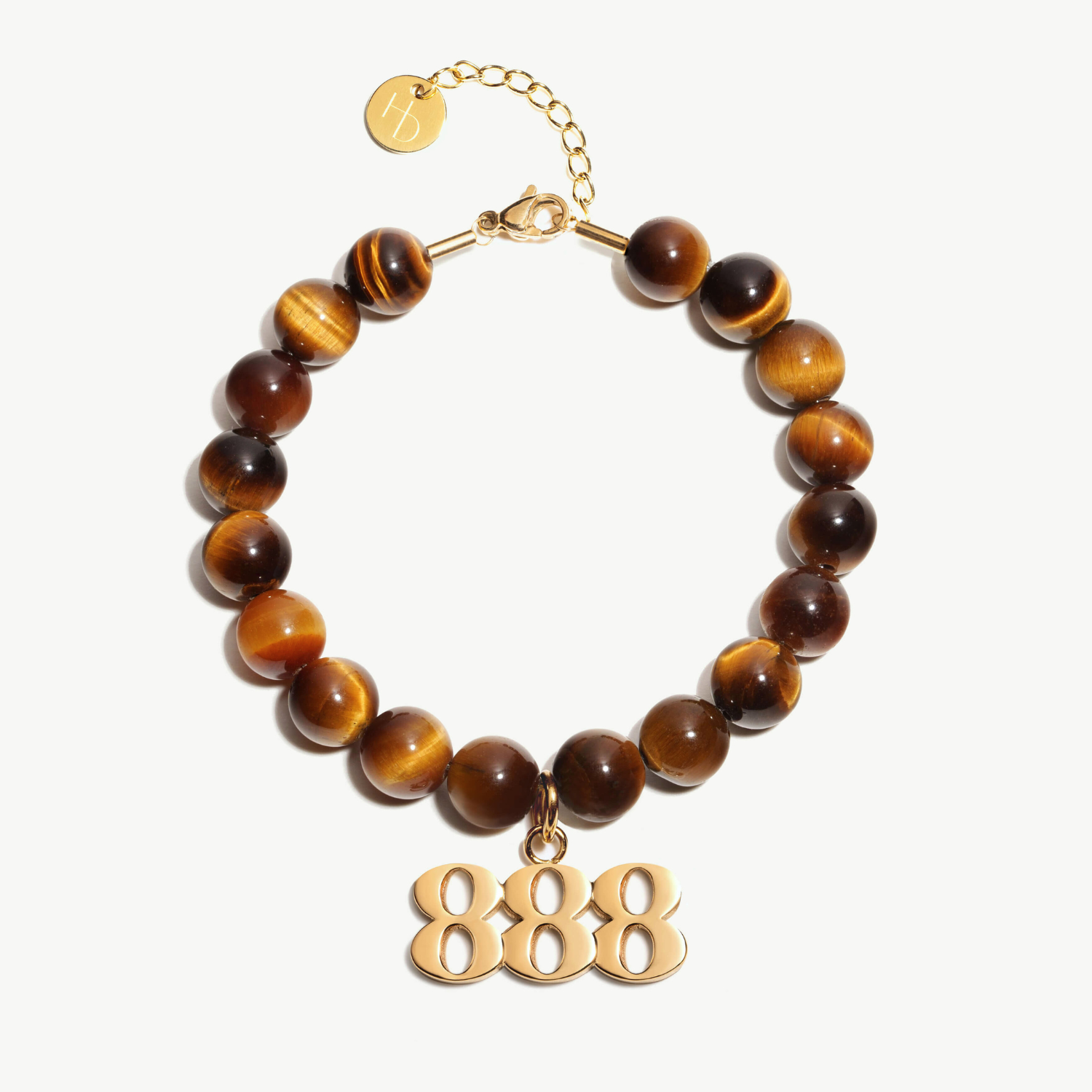 888 Tiger's Eye Gold Charm Bracelet
