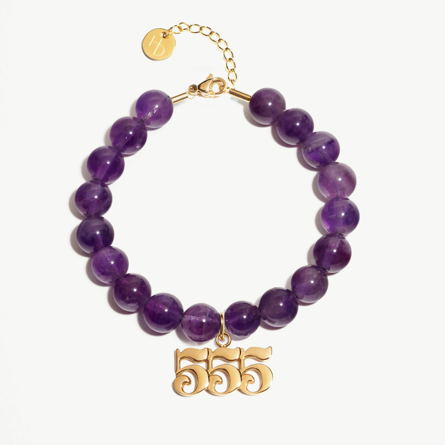 555 Amethyst Gold Charm Bracelet