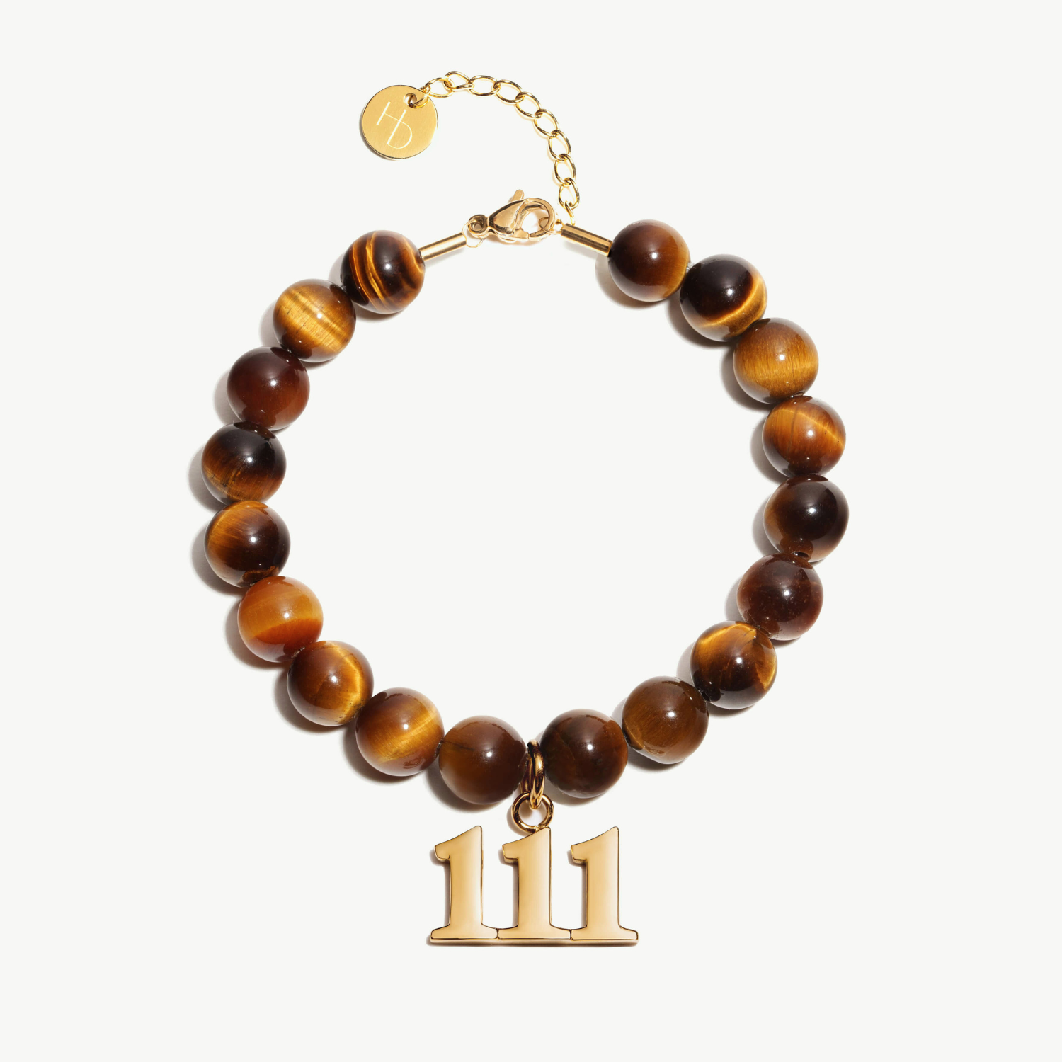 111 Tiger's Eye Gold Charm Bracelet