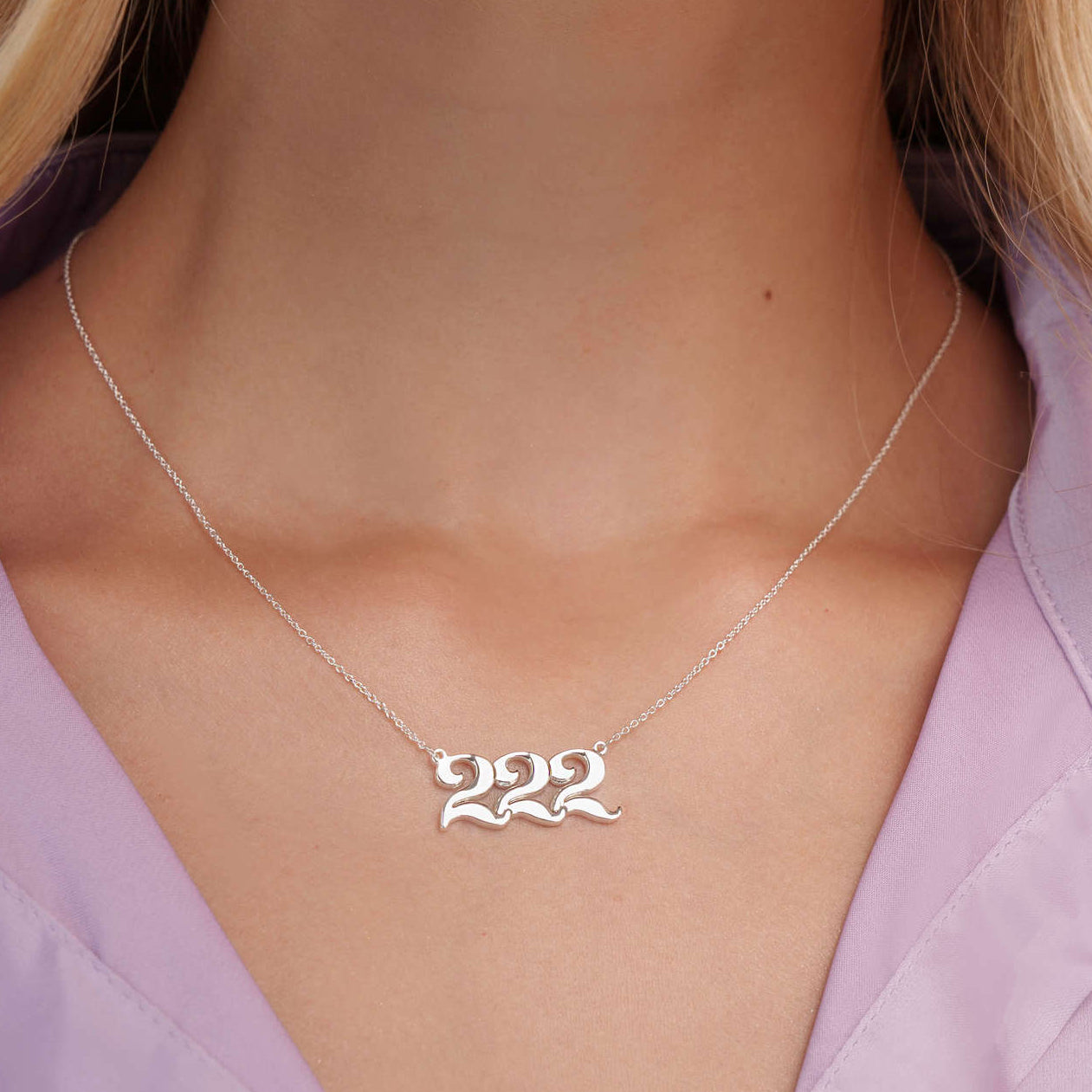 222 silver necklace with unique design