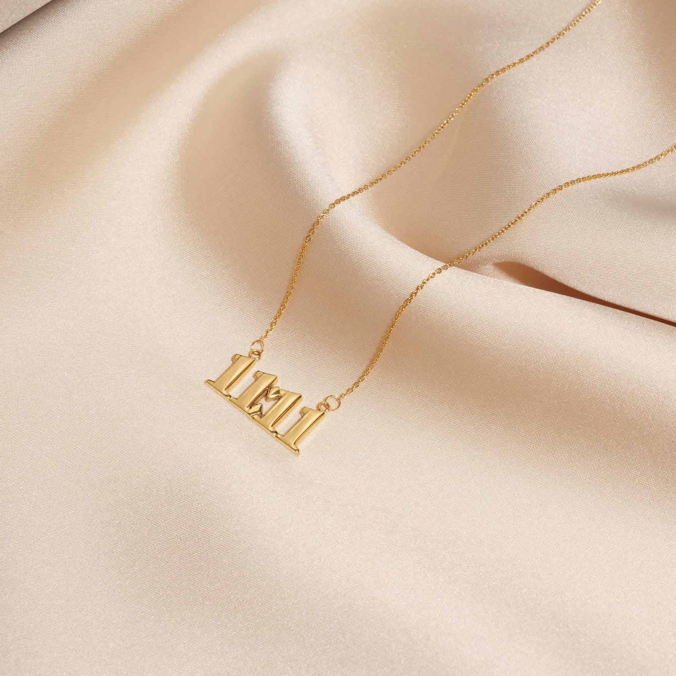 11:11 necklace gold on silk