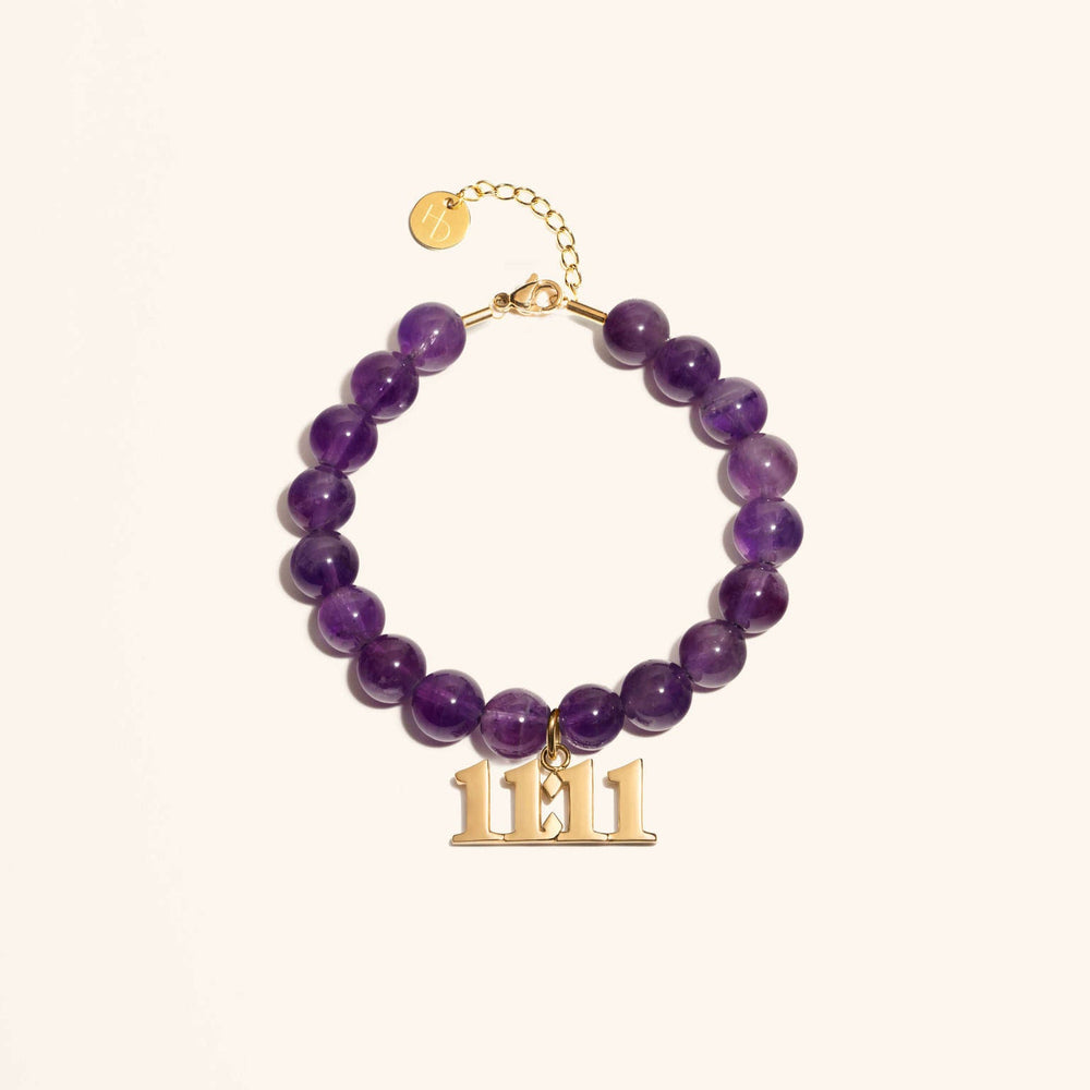 11:11 Amethyst Gold Charm Bracelet