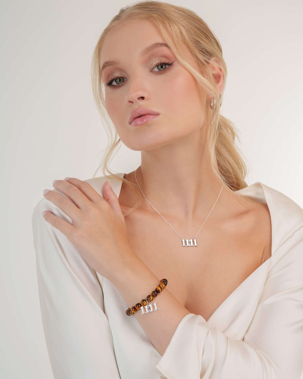 11:11 Tiger's Eye Silver Charm Bracelet