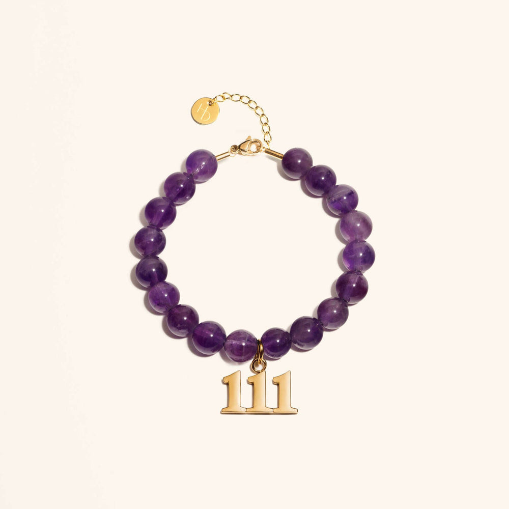 111 Amethyst Gold Charm Bracelet
