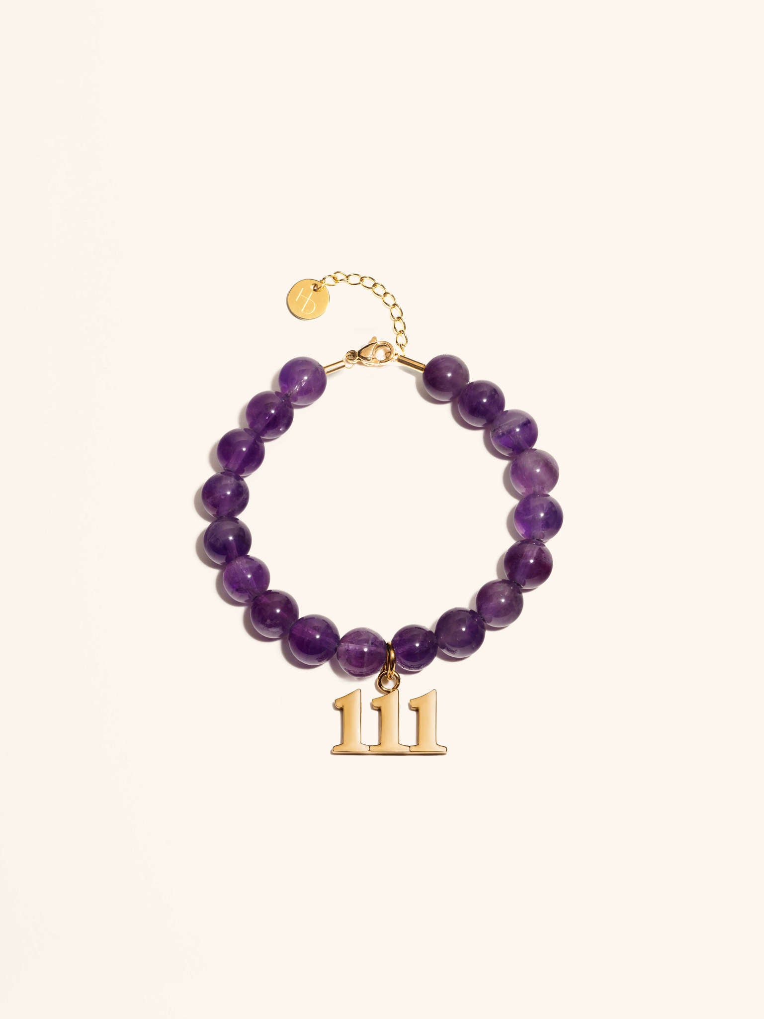 Angel Number 111 Amethyst Gemstone Gold Charm Bracelet