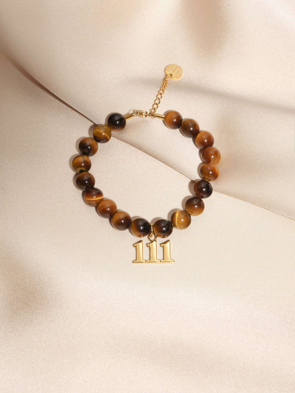111 Tiger's Eye Gold Charm Bracelet