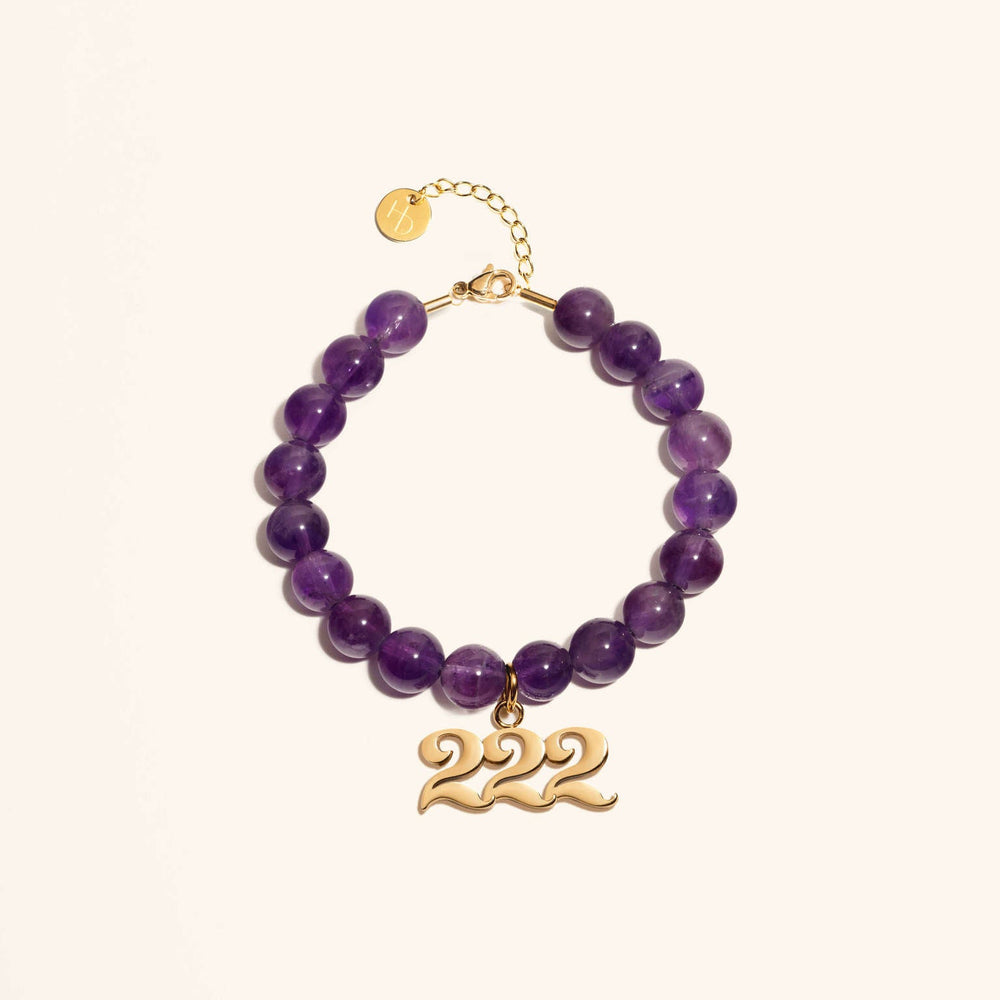 222 Amethyst Gold Charm Bracelet