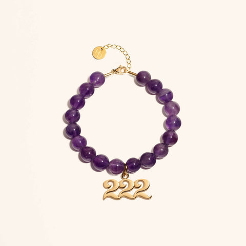 222 Amethyst Gold Charm Bracelet
