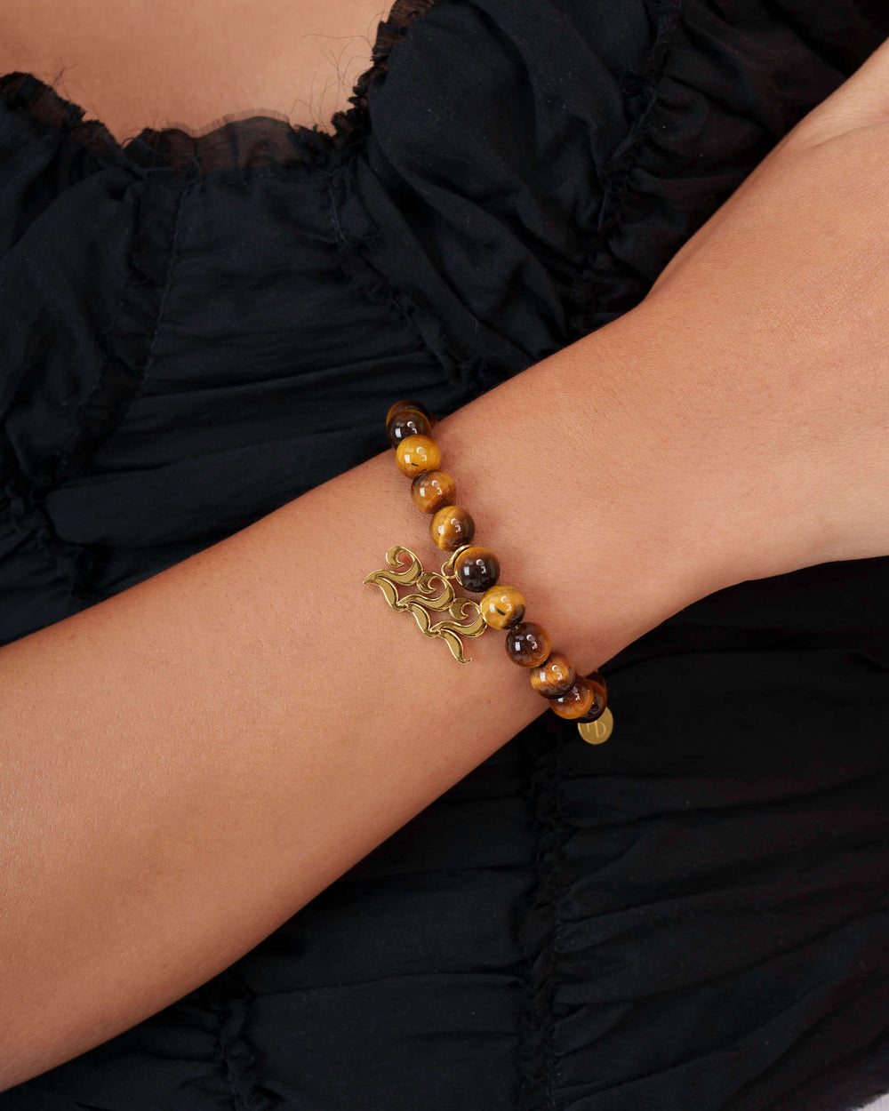 222 Tiger's Eye Gold Charm Bracelet