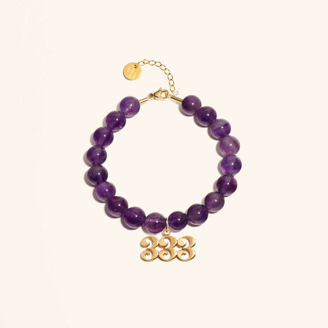 333 Amethyst Gold Charm Bracelet