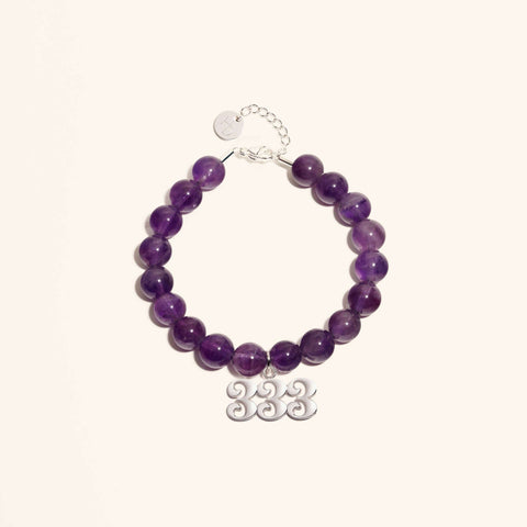 333 Amethyst Silver Charm Bracelet