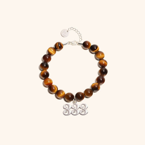 333 Tiger's Eye Silver Charm Bracelet