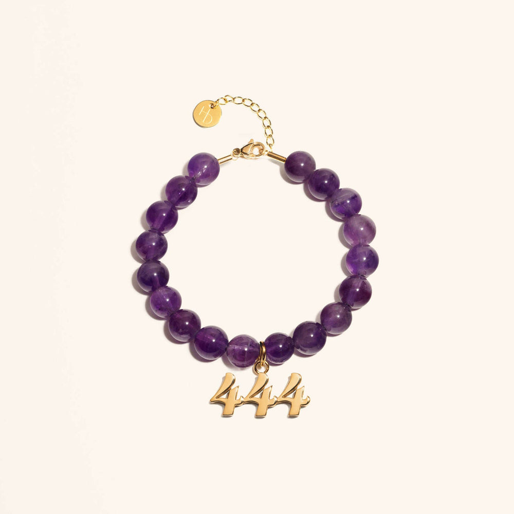 444 Amethyst Gold Charm Bracelet