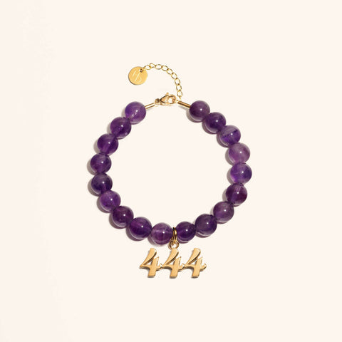 444 Amethyst Gold Charm Bracelet
